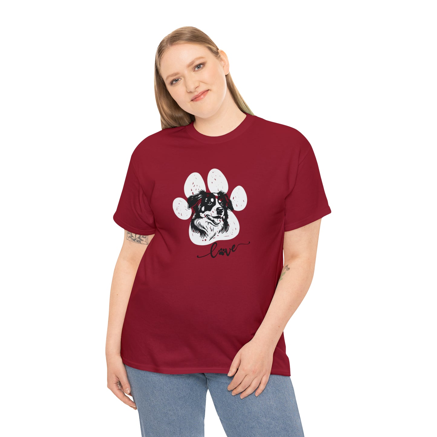 AUSSIE DOG LOVE TEE--Unisex Heavy Cotton Tee