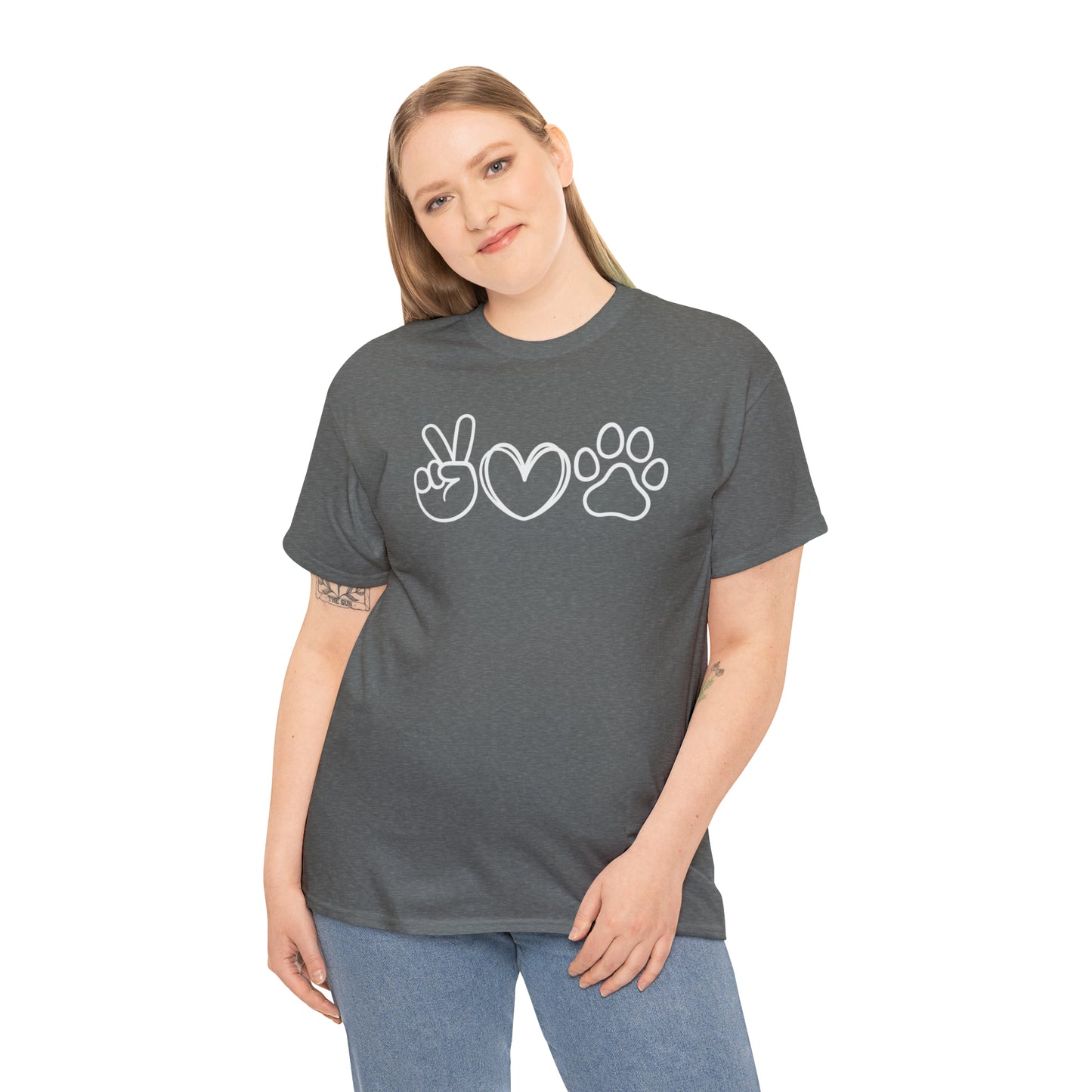 PEACE-LOVE-PAW TEE-ALL PROCEEDS DONATED TO ANIMAL RESCUE