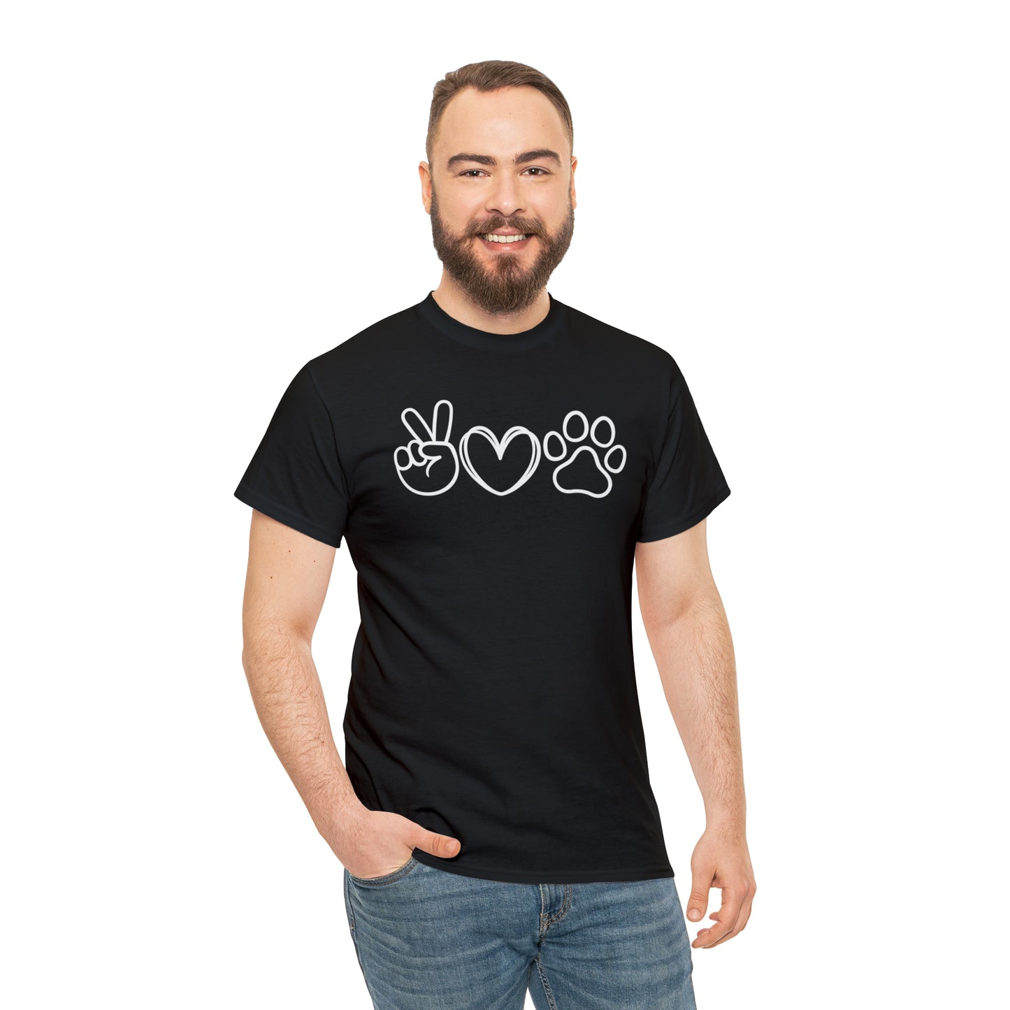 PEACE-LOVE-PAW TEE-ALL PROCEEDS DONATED TO ANIMAL RESCUE