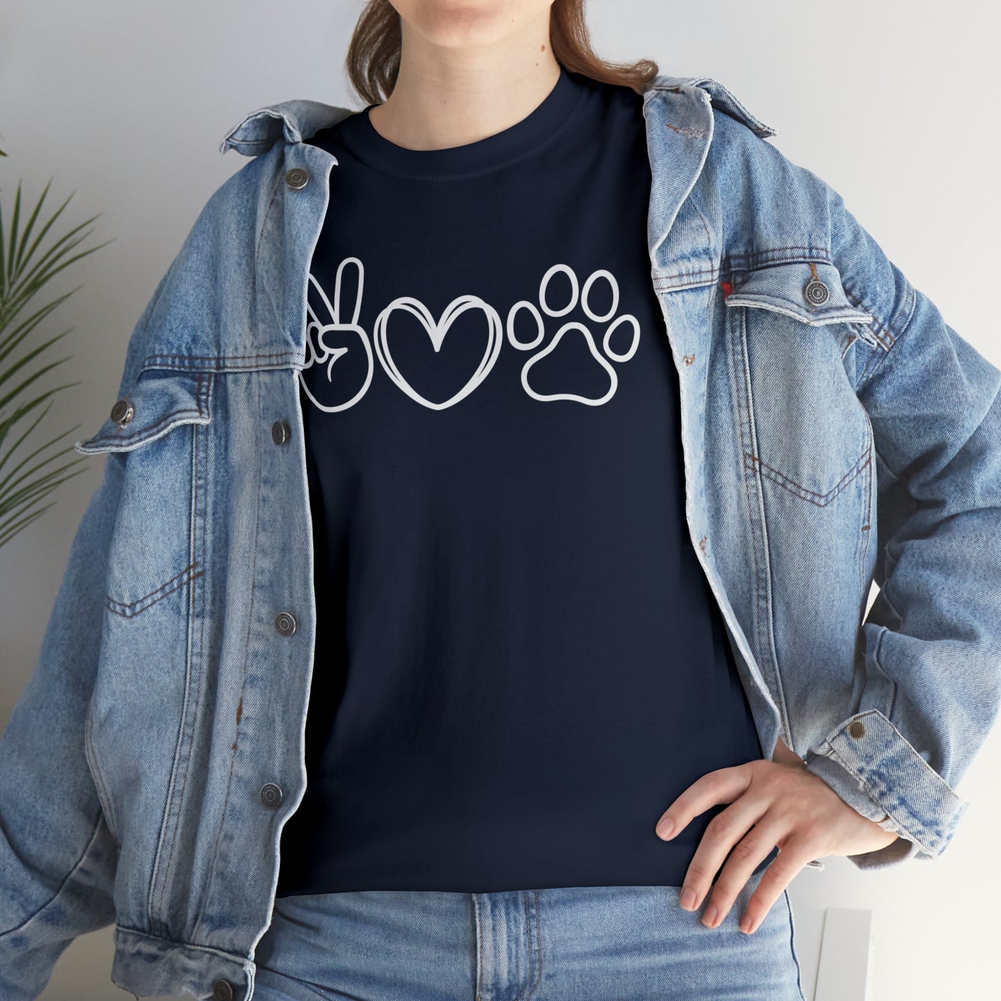 PEACE-LOVE-PAW TEE-ALL PROCEEDS DONATED TO ANIMAL RESCUE