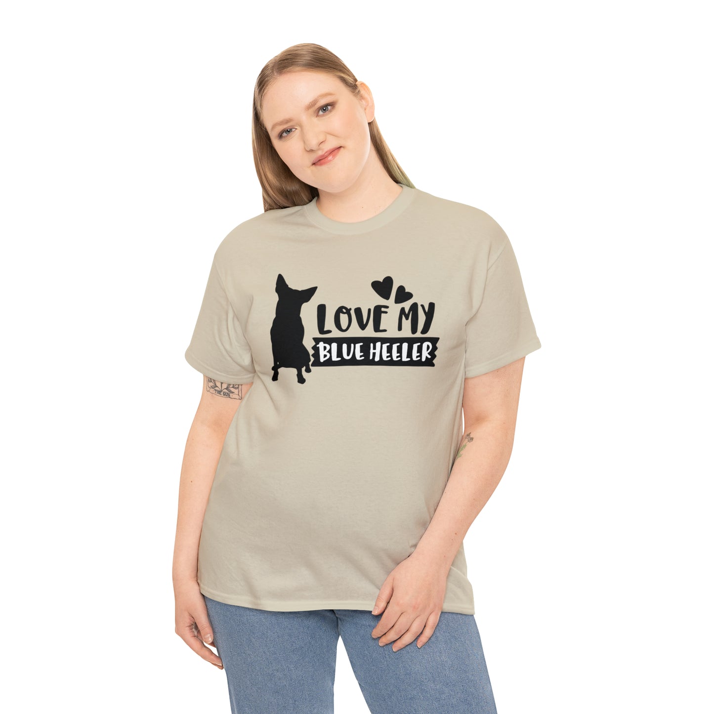 BLUE HEELER LOVE TEE-Unisex Heavy Cotton Tee