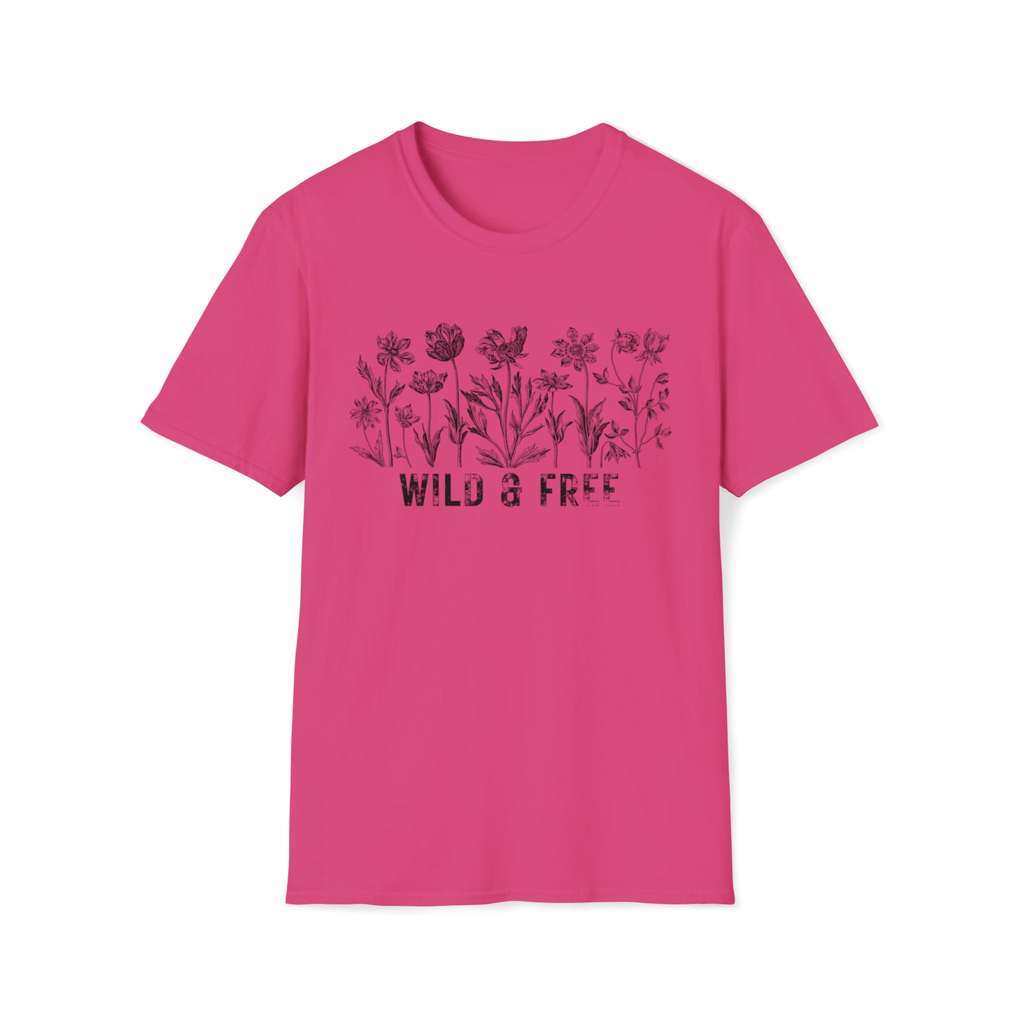 WILD AND FREE-FLOWERS-Unisex Softstyle T-Shirt