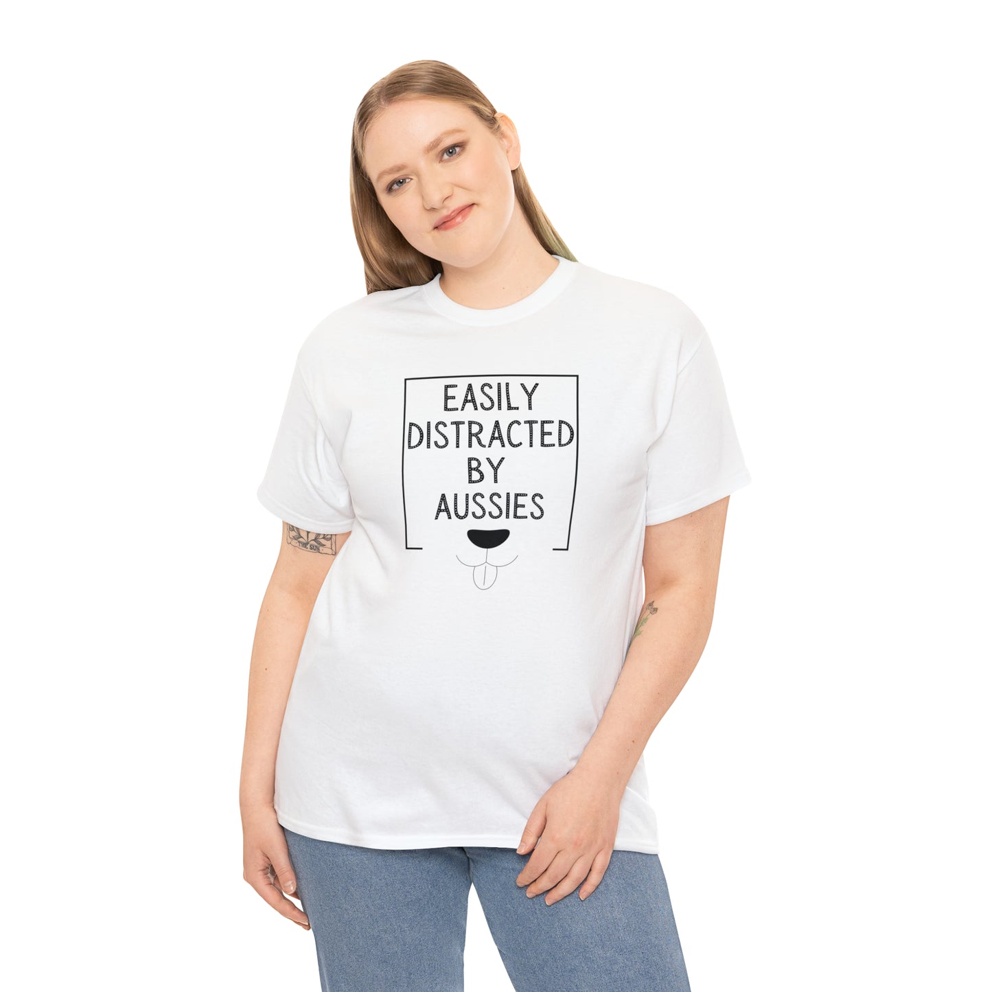 DISTRACTED BY AUSSIES TEE--Unisex Heavy Cotton Tee