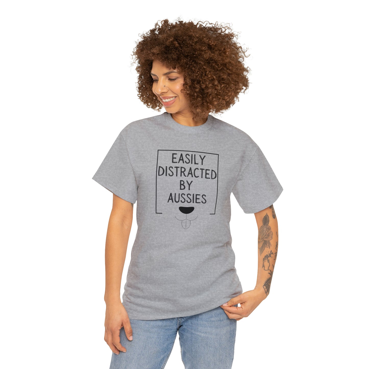 DISTRACTED BY AUSSIES TEE--Unisex Heavy Cotton Tee