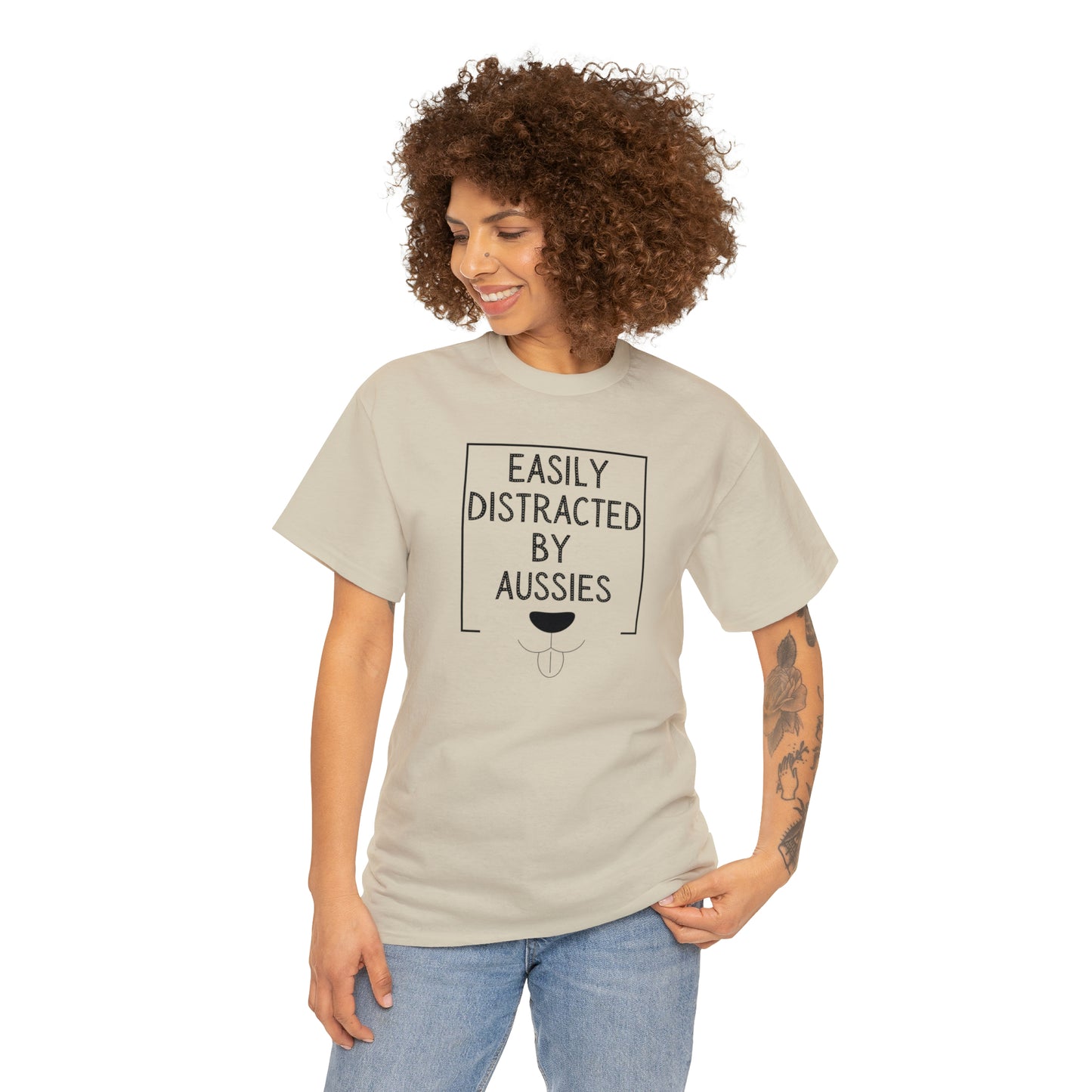 DISTRACTED BY AUSSIES TEE--Unisex Heavy Cotton Tee