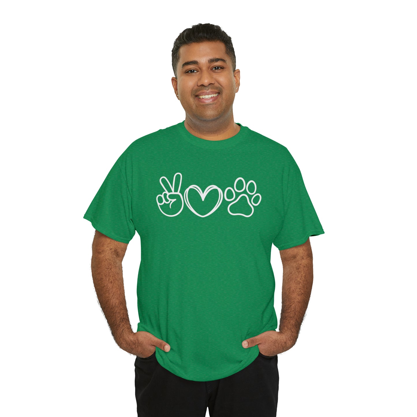 PEACE-LOVE-PAW TEE-ALL PROCEEDS DONATED TO ANIMAL RESCUE