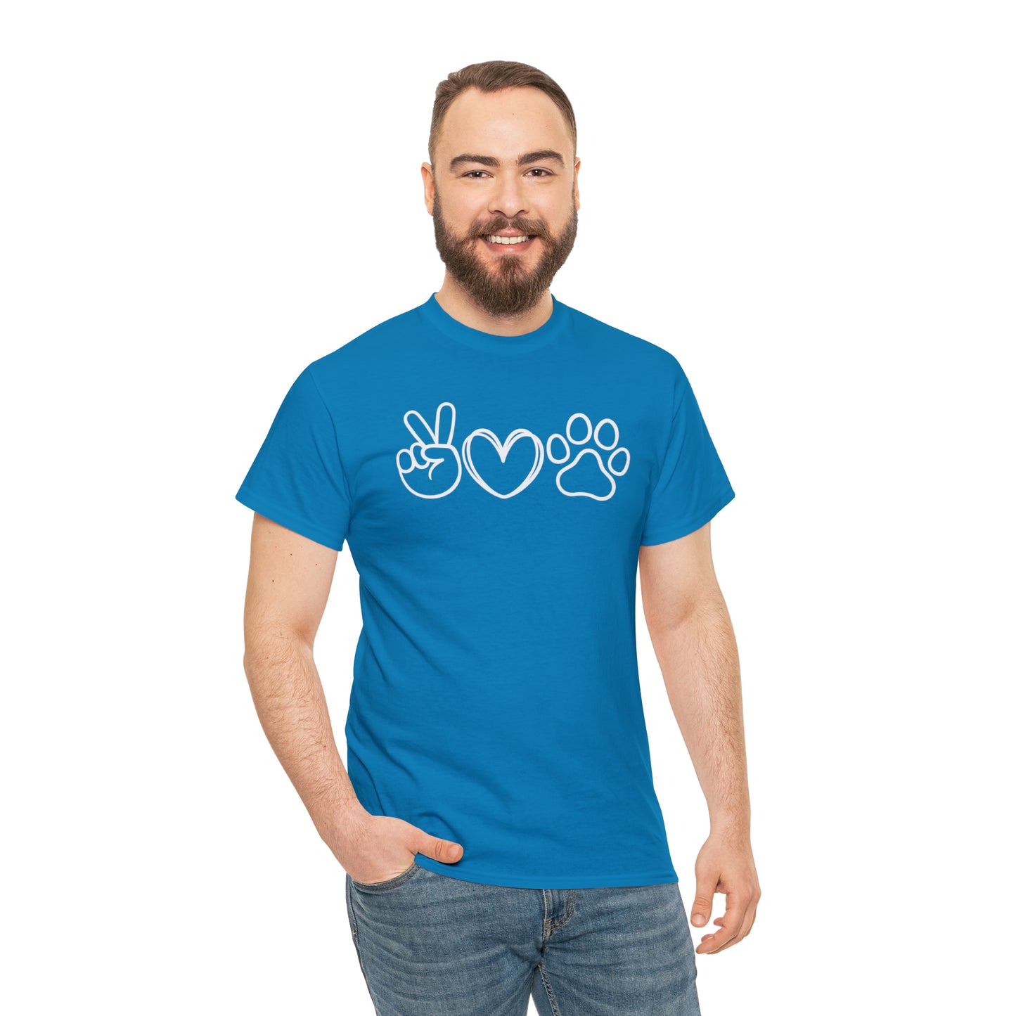 PEACE-LOVE-PAW TEE-ALL PROCEEDS DONATED TO ANIMAL RESCUE