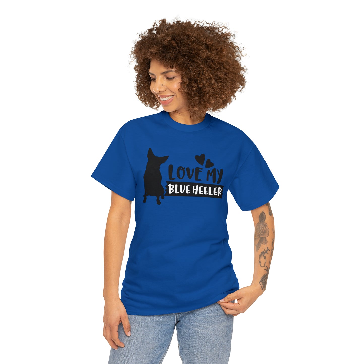 BLUE HEELER LOVE TEE-Unisex Heavy Cotton Tee