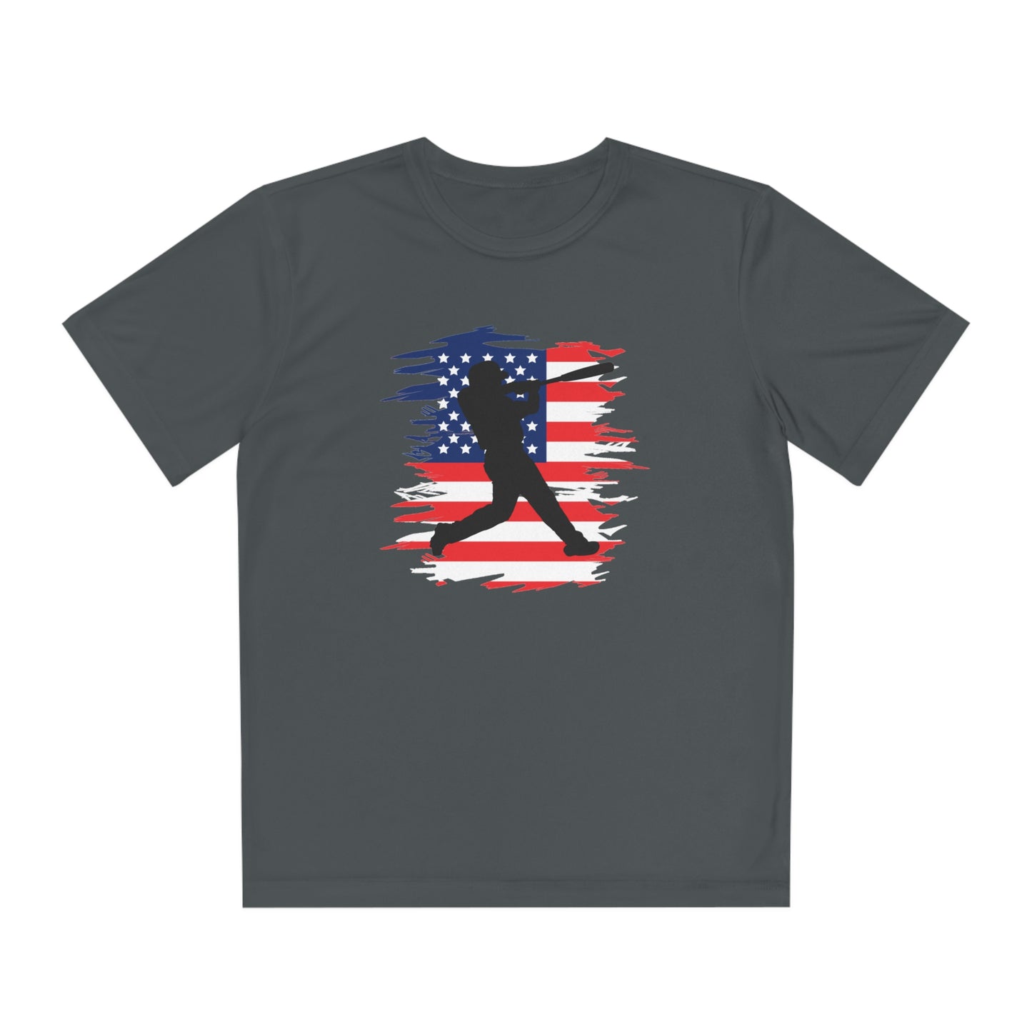 US Flag and Baseball tee-Youth Competitor Tee