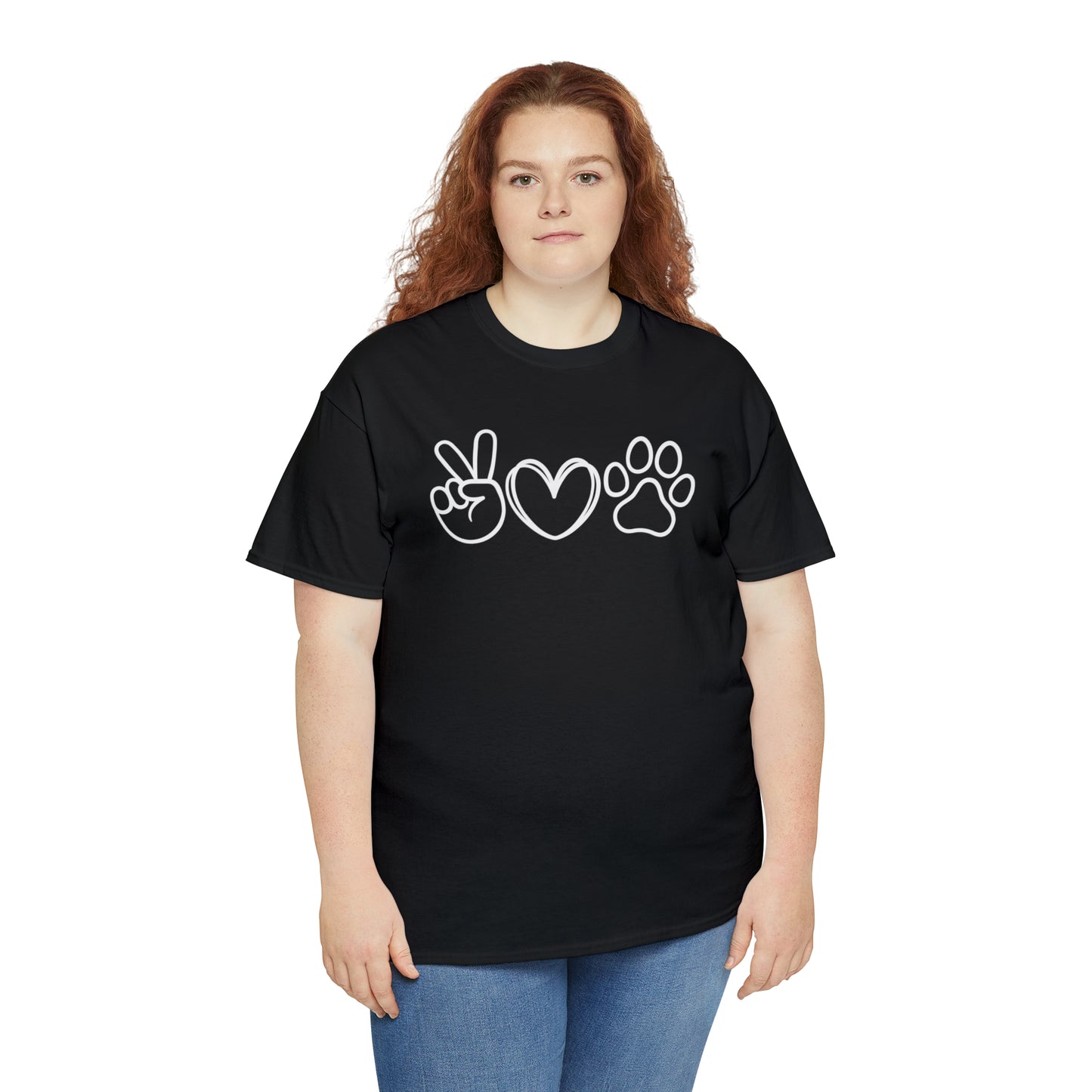 PEACE-LOVE-PAW TEE-ALL PROCEEDS DONATED TO ANIMAL RESCUE