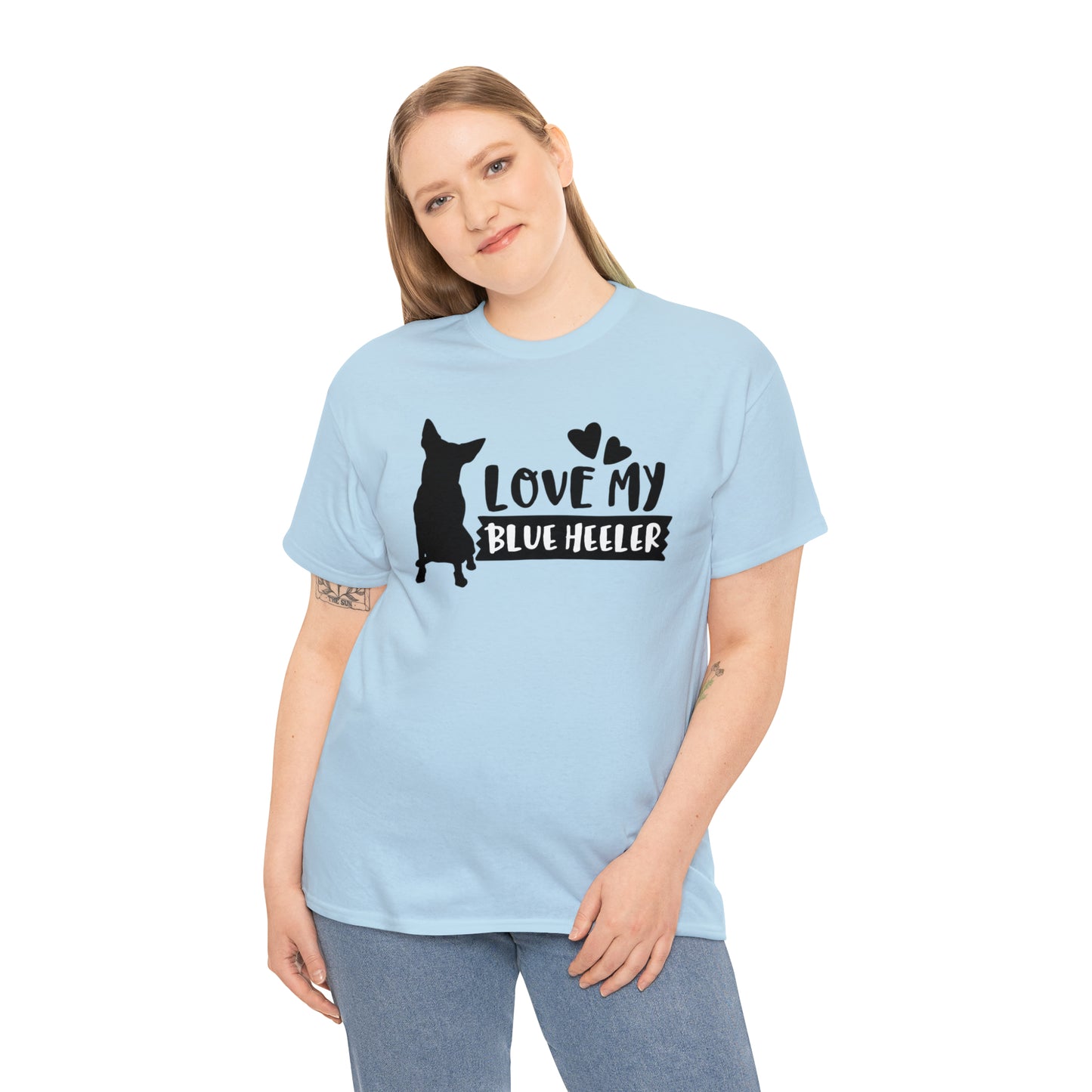 BLUE HEELER LOVE TEE-Unisex Heavy Cotton Tee