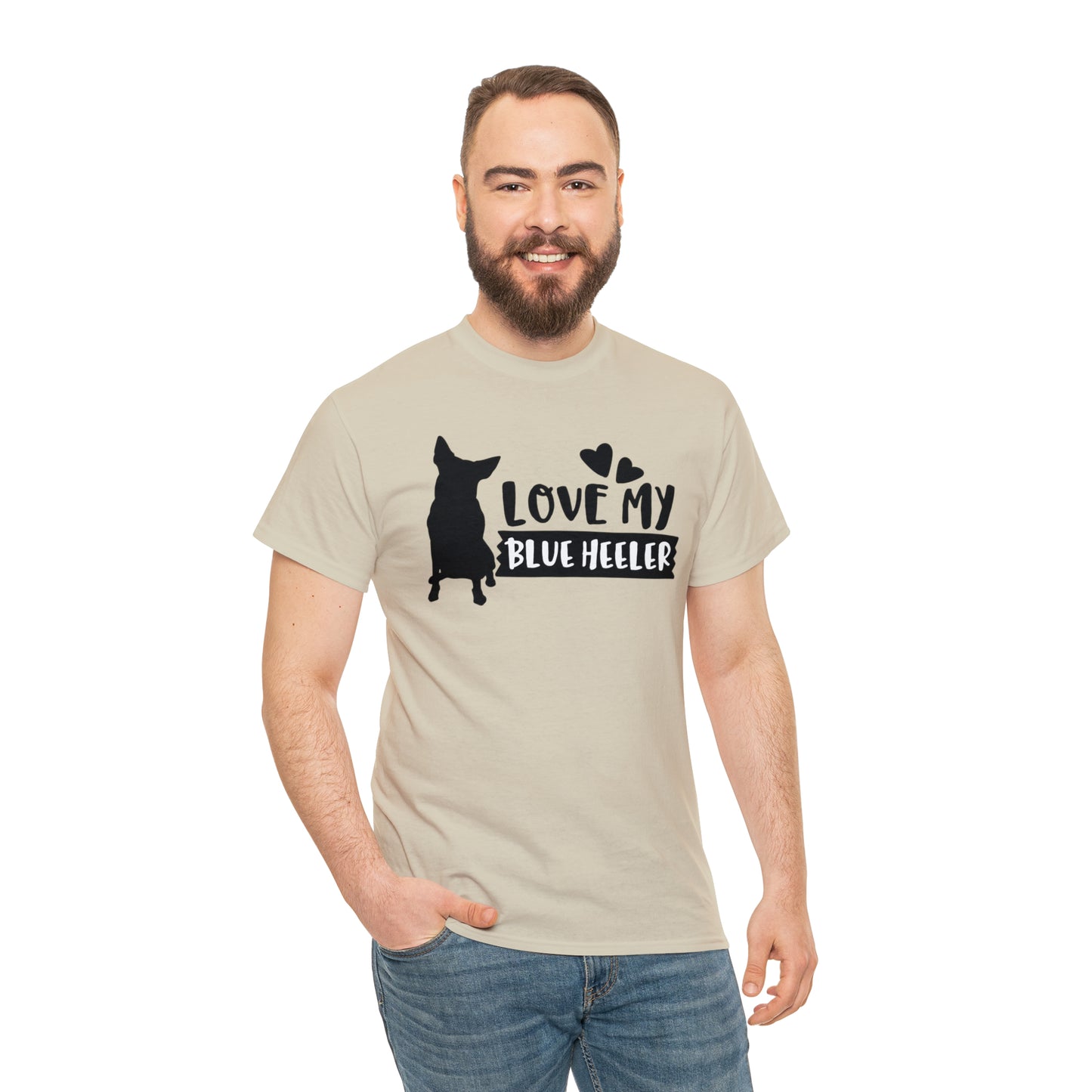 BLUE HEELER LOVE TEE-Unisex Heavy Cotton Tee