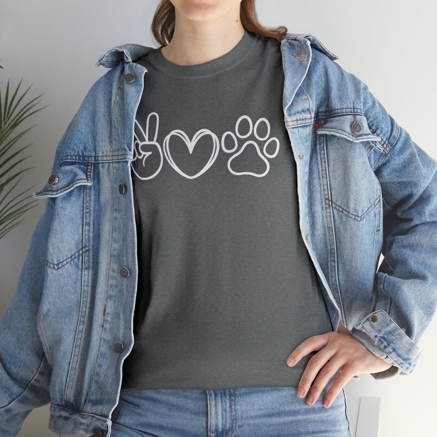 PEACE-LOVE-PAW TEE-ALL PROCEEDS DONATED TO ANIMAL RESCUE