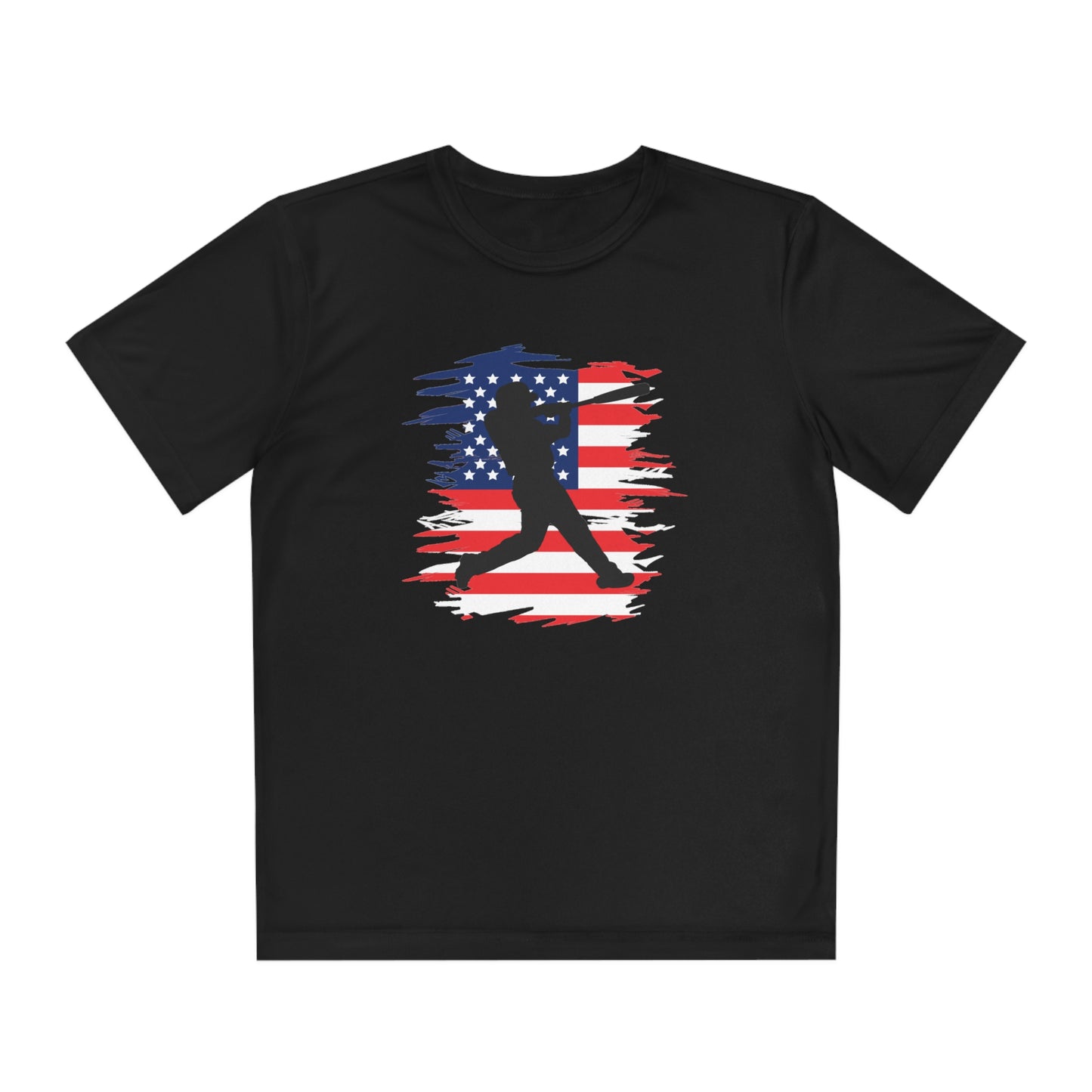 US Flag and Baseball tee-Youth Competitor Tee