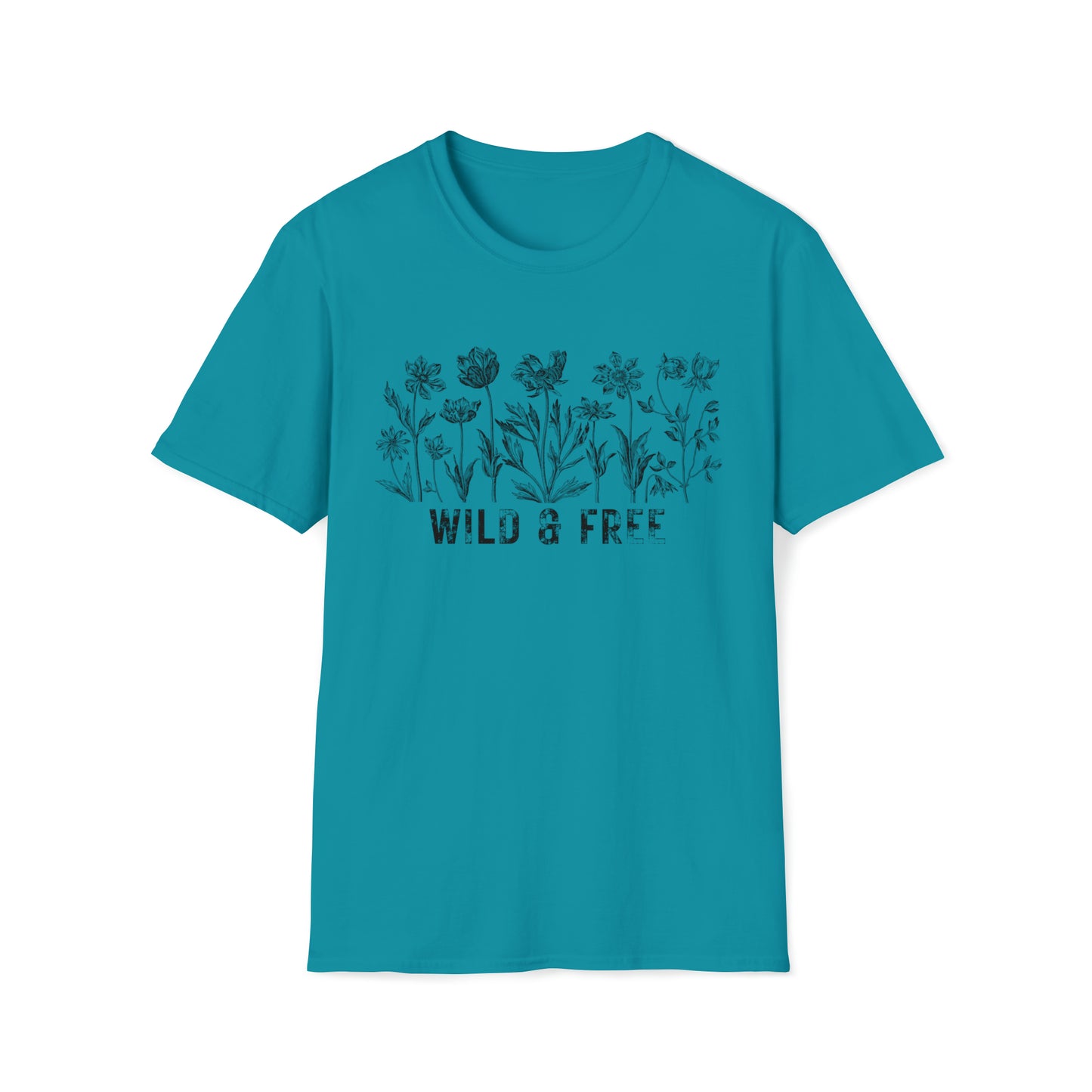 WILD AND FREE-FLOWERS-Unisex Softstyle T-Shirt