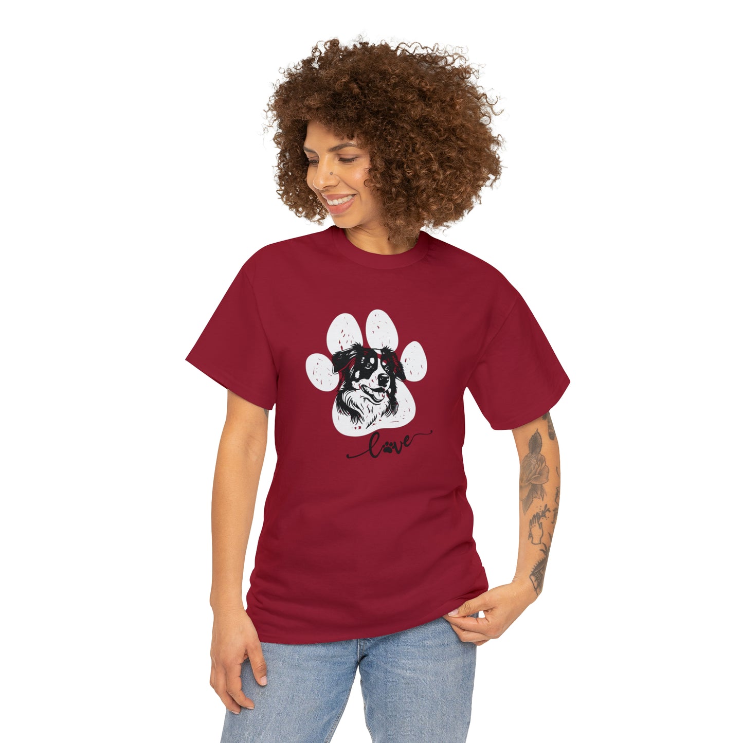 AUSSIE DOG LOVE TEE--Unisex Heavy Cotton Tee