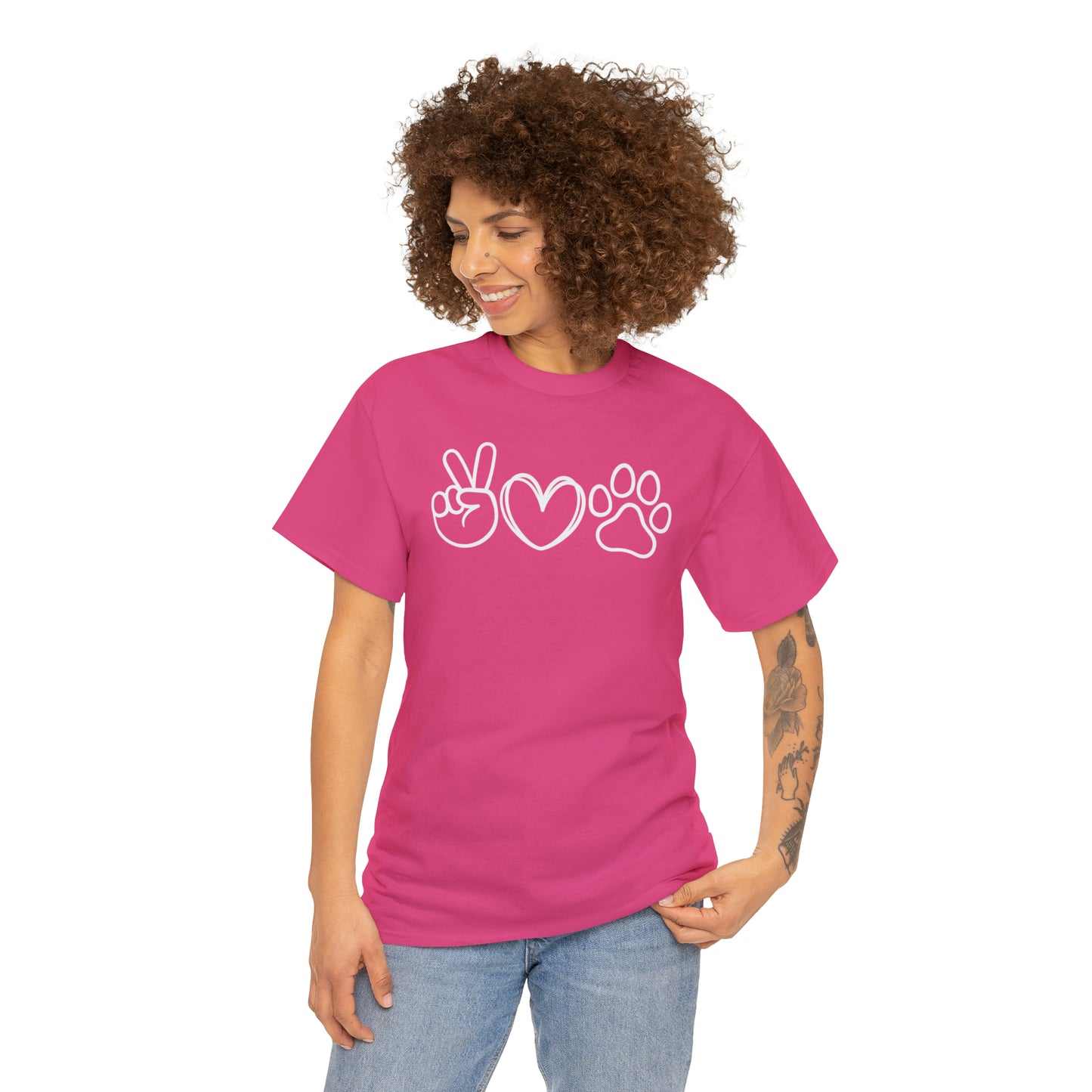 PEACE-LOVE-PAW TEE-ALL PROCEEDS DONATED TO ANIMAL RESCUE