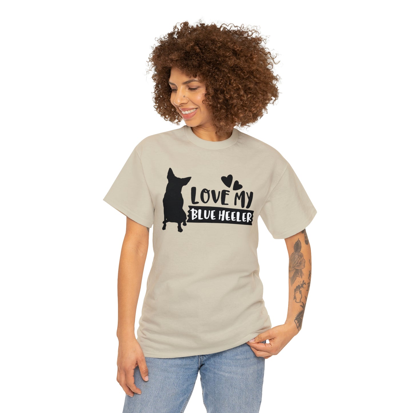 BLUE HEELER LOVE TEE-Unisex Heavy Cotton Tee