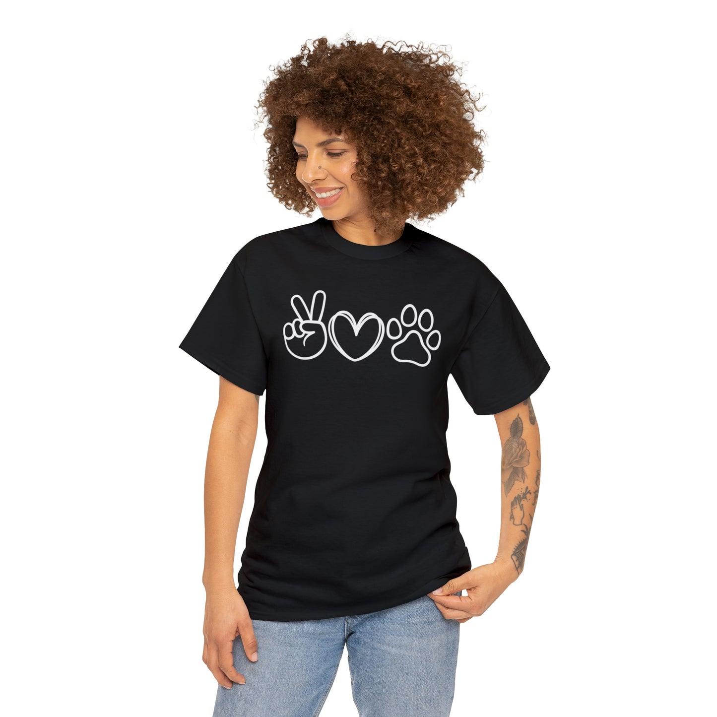 PEACE-LOVE-PAW TEE-ALL PROCEEDS DONATED TO ANIMAL RESCUE