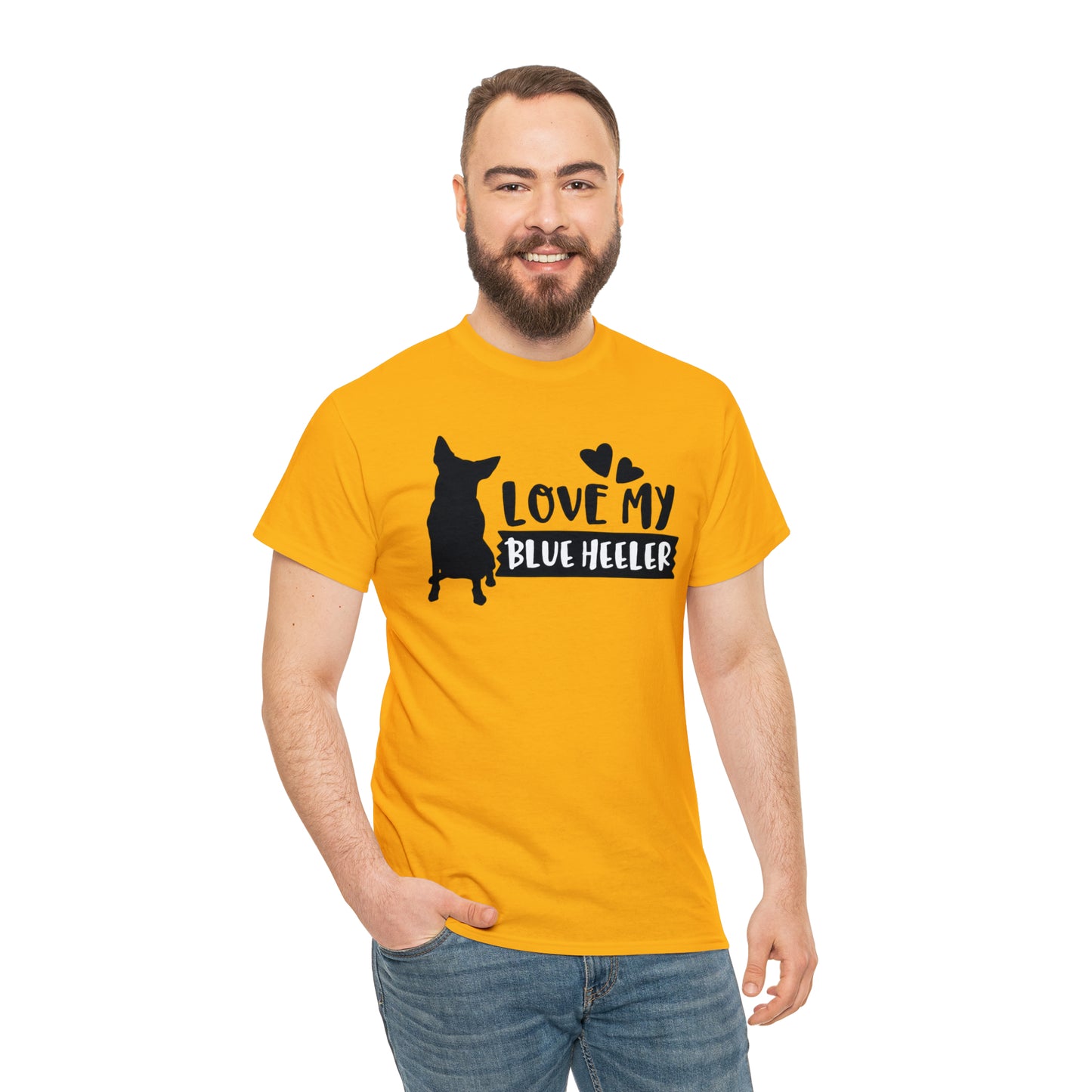 BLUE HEELER LOVE TEE-Unisex Heavy Cotton Tee