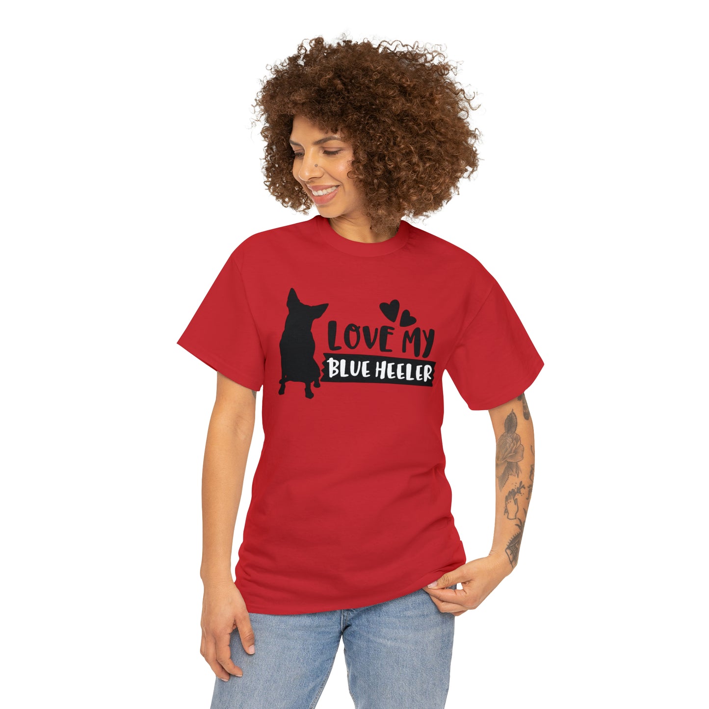 BLUE HEELER LOVE TEE-Unisex Heavy Cotton Tee