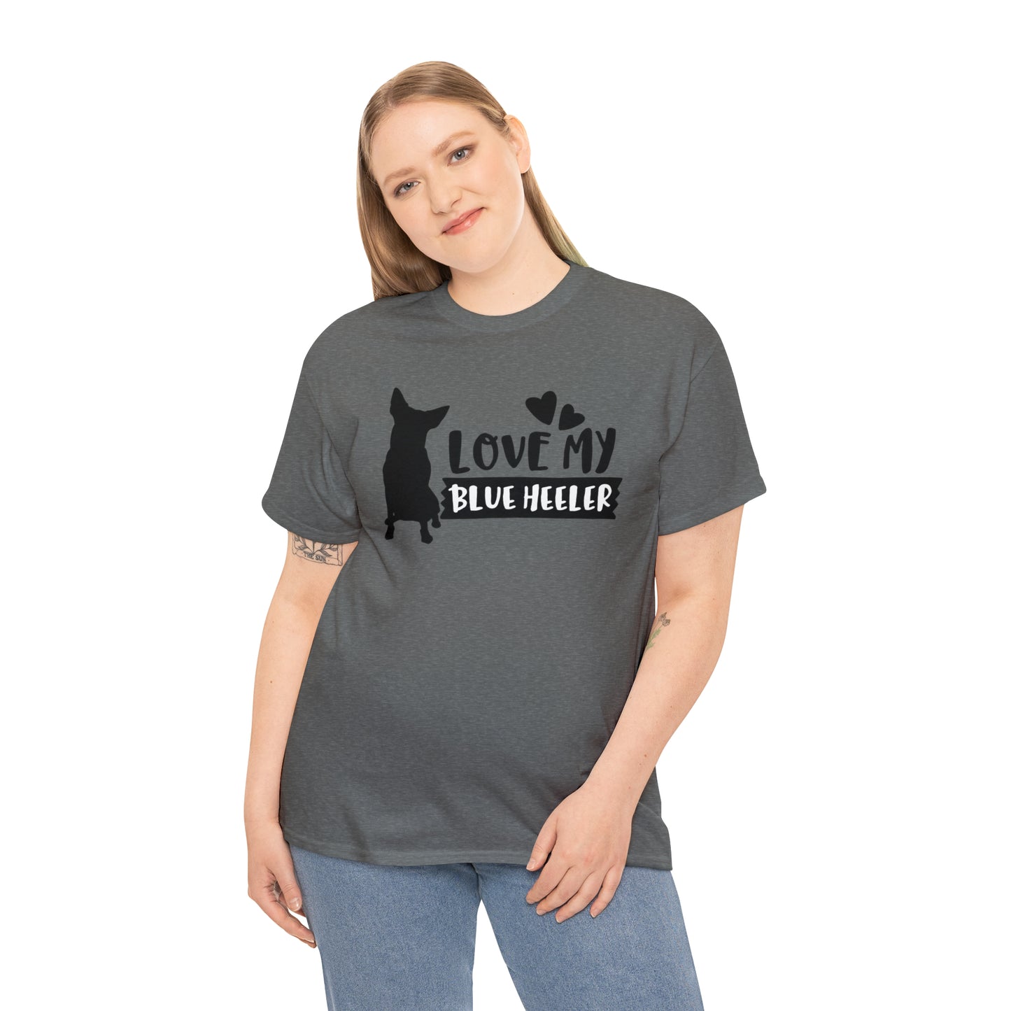 BLUE HEELER LOVE TEE-Unisex Heavy Cotton Tee