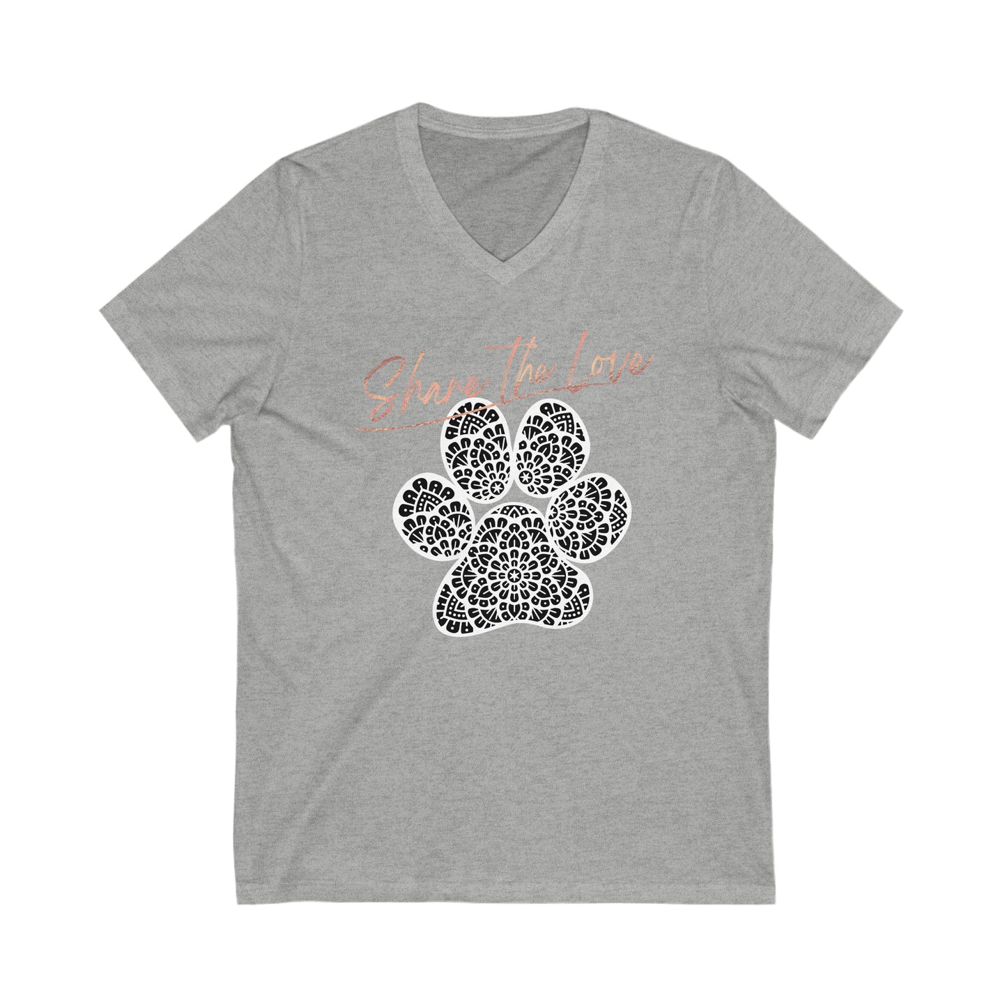 SHARE THE LOVE-PAW-Unisex Jersey Short Sleeve V-Neck Tee