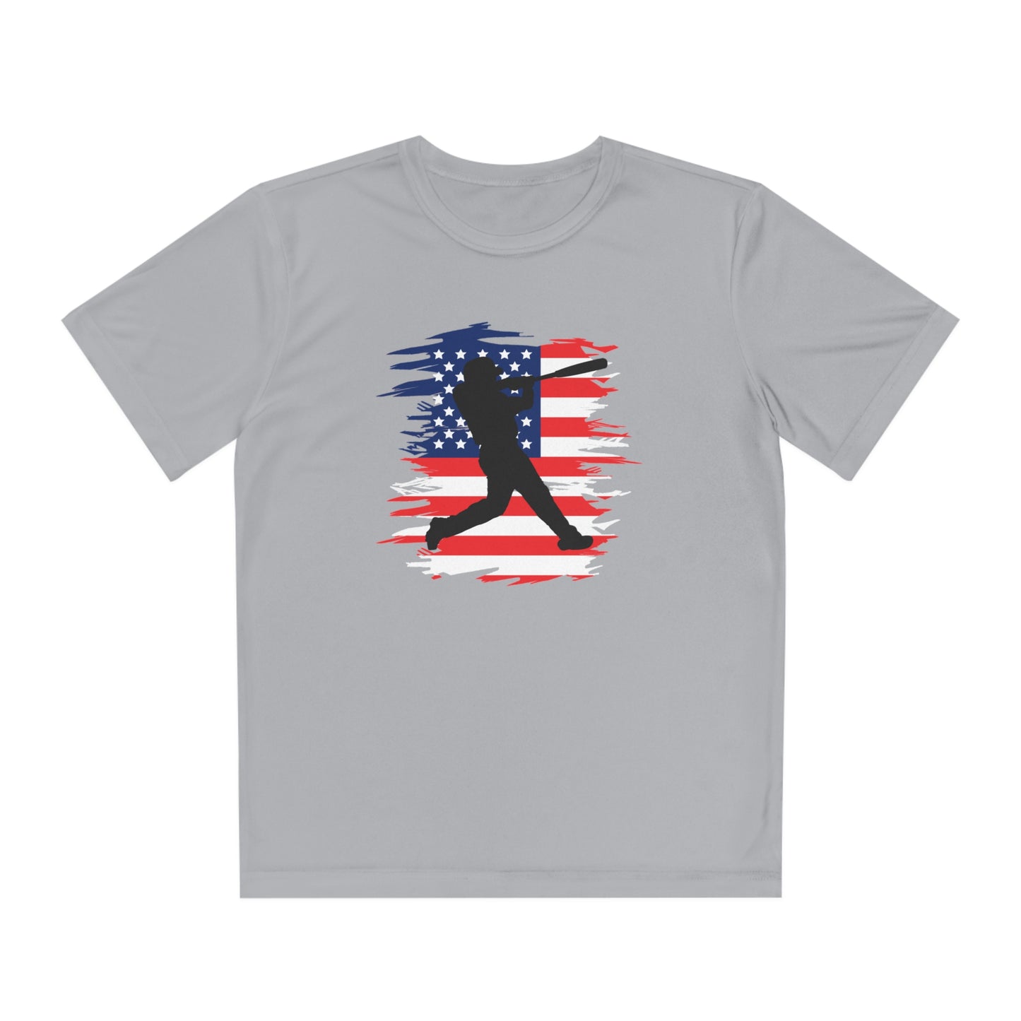 US Flag and Baseball tee-Youth Competitor Tee