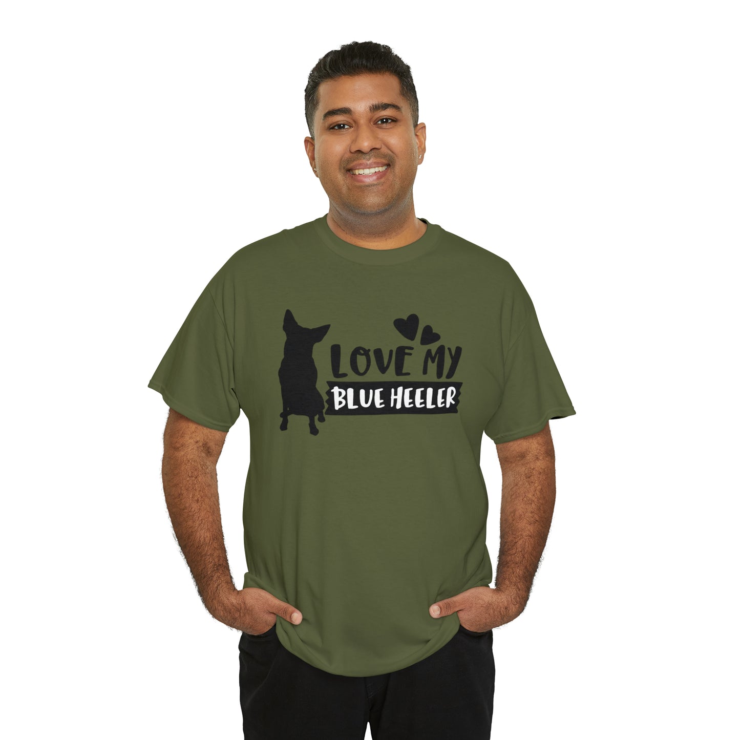 BLUE HEELER LOVE TEE-Unisex Heavy Cotton Tee