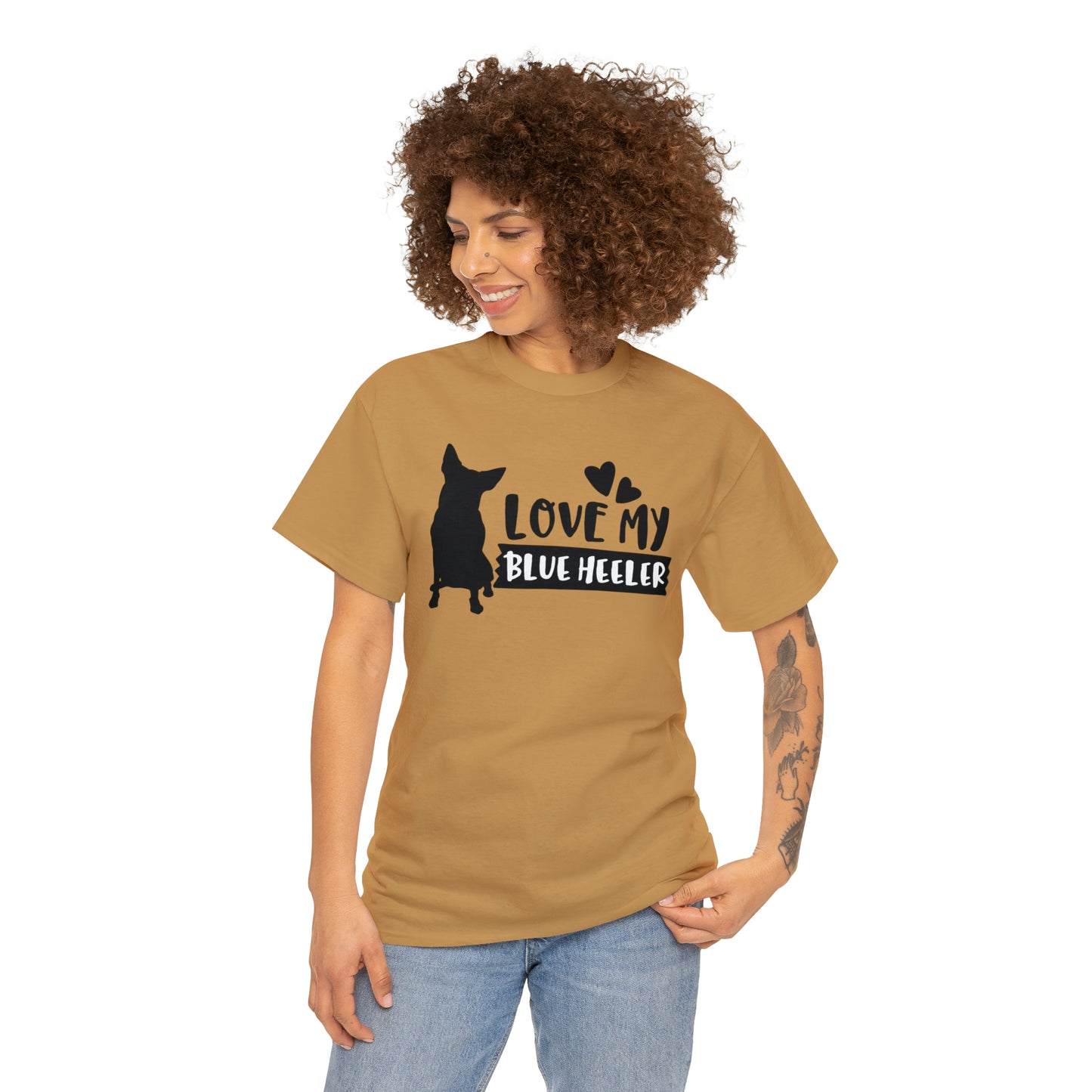 BLUE HEELER LOVE TEE-Unisex Heavy Cotton Tee