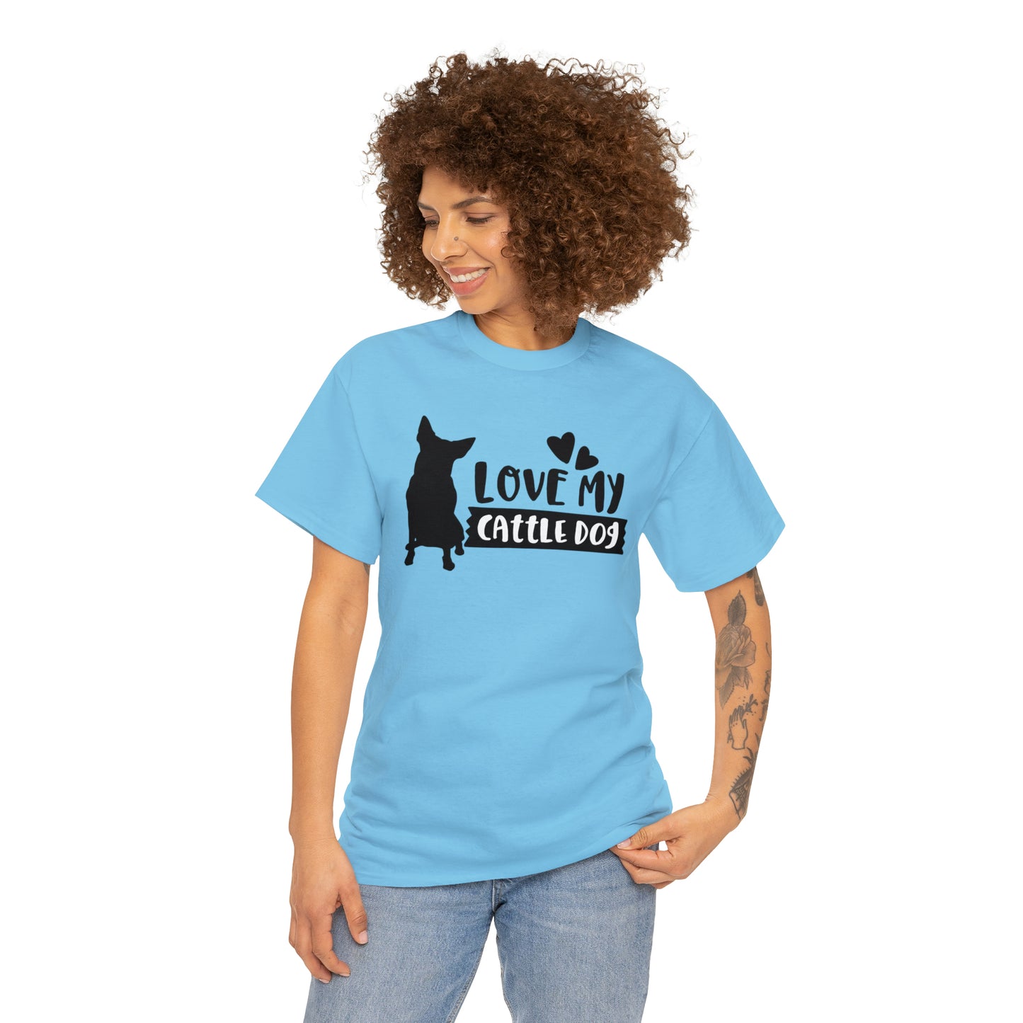 CATTLE DOG LOVE TEE-Unisex Heavy Cotton Tee