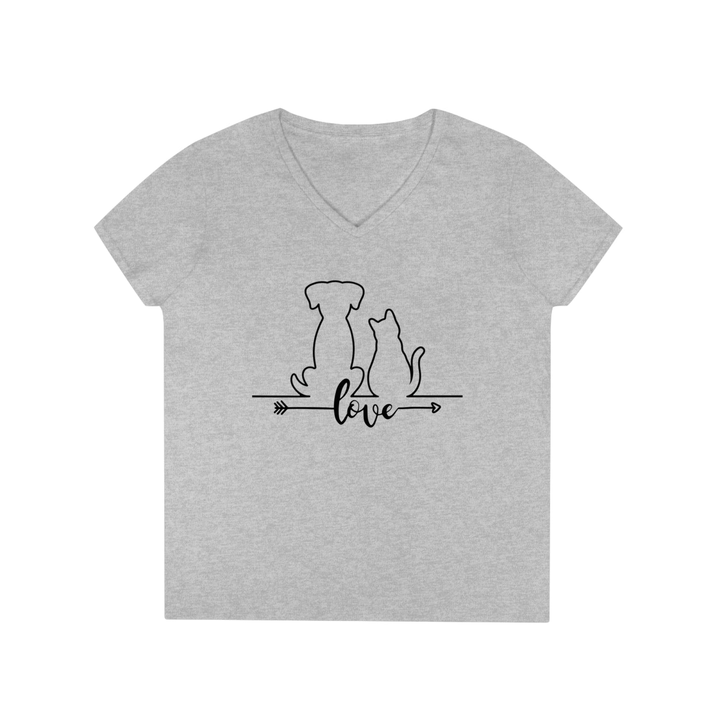 DOG & CAT LOVE-Ladies' V-Neck T-Shirt