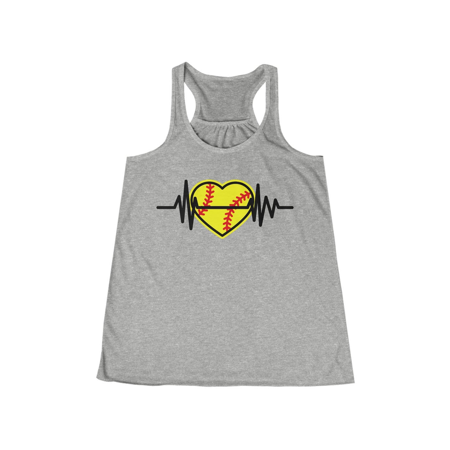 SOFTBALL HEARTBEAT-Women's Flowy Racerback Tank