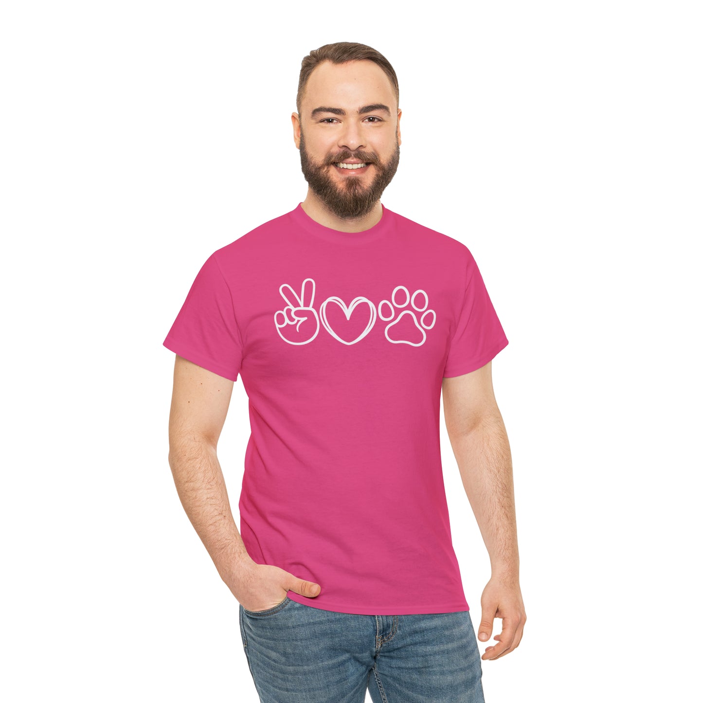 PEACE-LOVE-PAW TEE-ALL PROCEEDS DONATED TO ANIMAL RESCUE