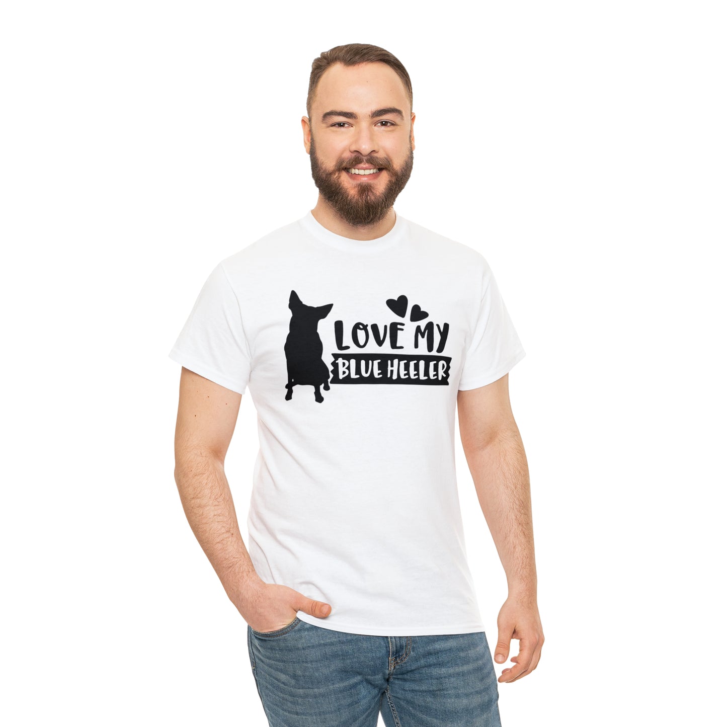 BLUE HEELER LOVE TEE-Unisex Heavy Cotton Tee