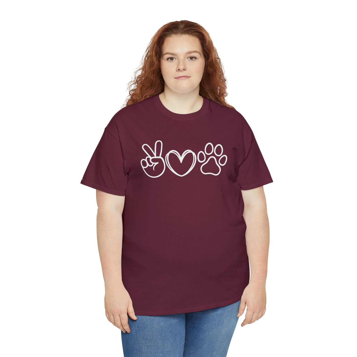 PEACE-LOVE-PAW TEE-ALL PROCEEDS DONATED TO ANIMAL RESCUE