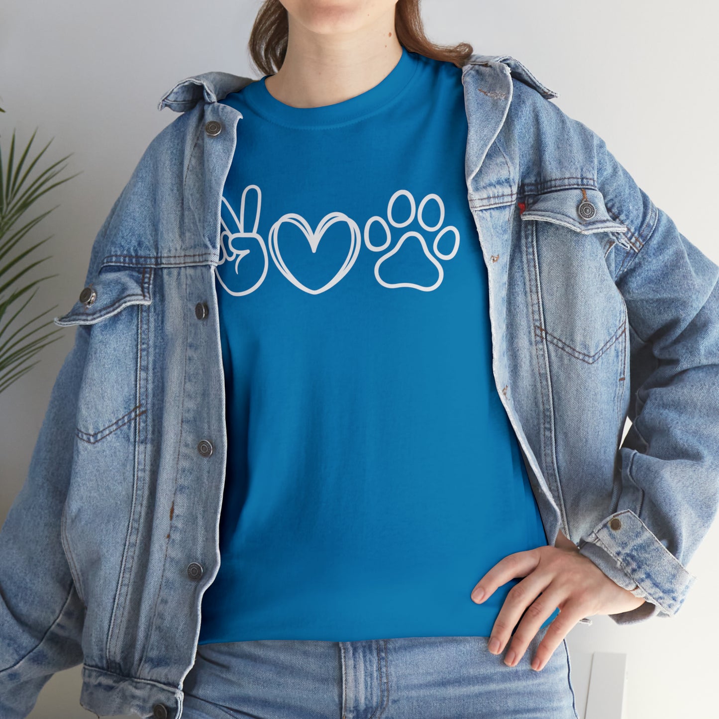 PEACE-LOVE-PAW TEE-ALL PROCEEDS DONATED TO ANIMAL RESCUE