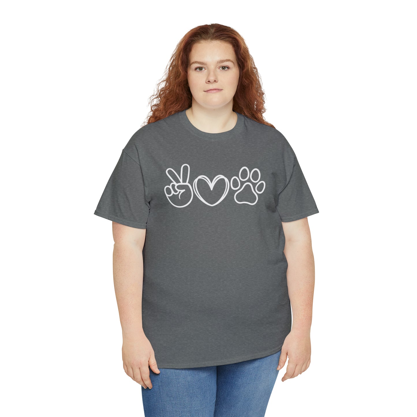 PEACE-LOVE-PAW TEE-ALL PROCEEDS DONATED TO ANIMAL RESCUE