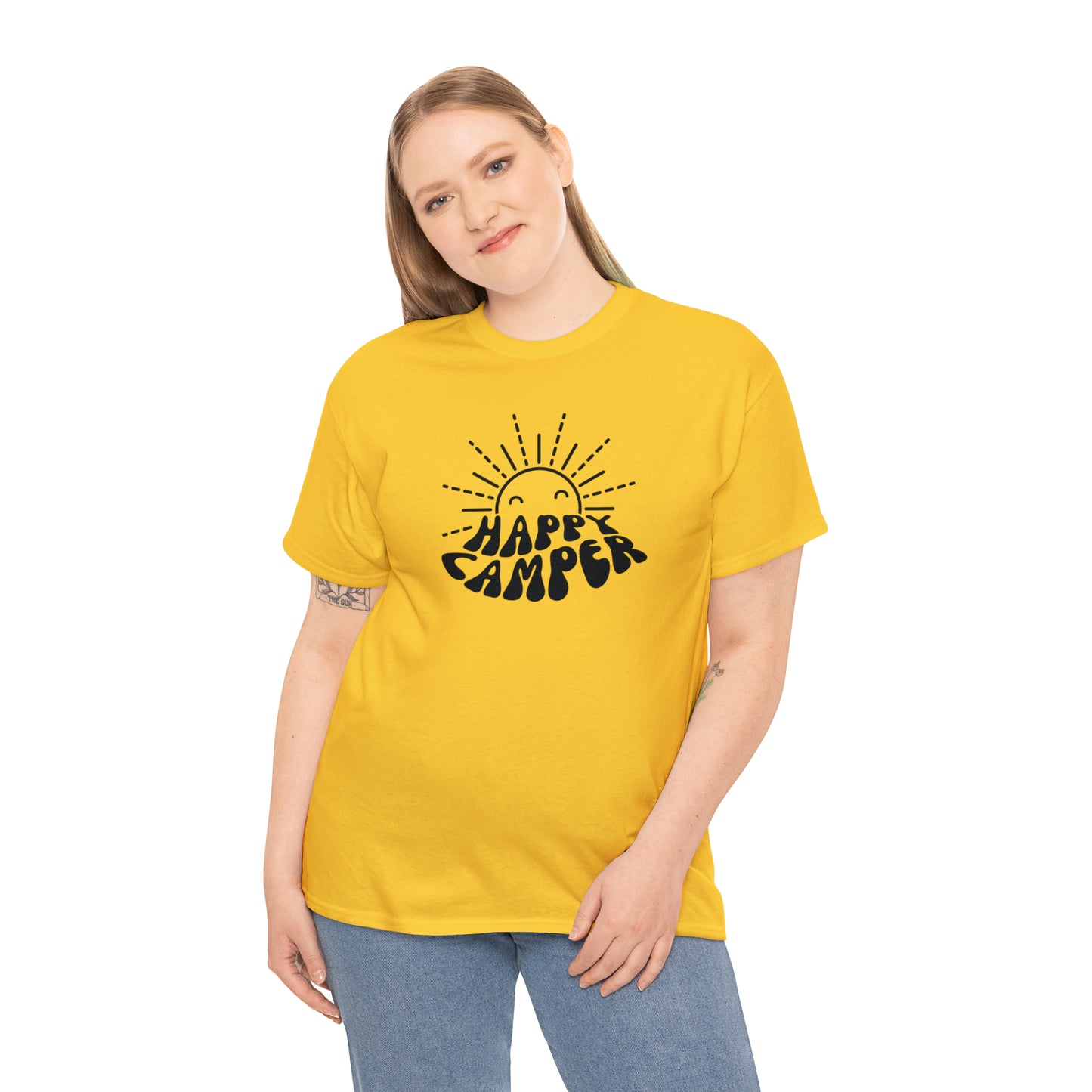 HAPPY CAMPER TEE-Unisex Heavy Cotton Tee