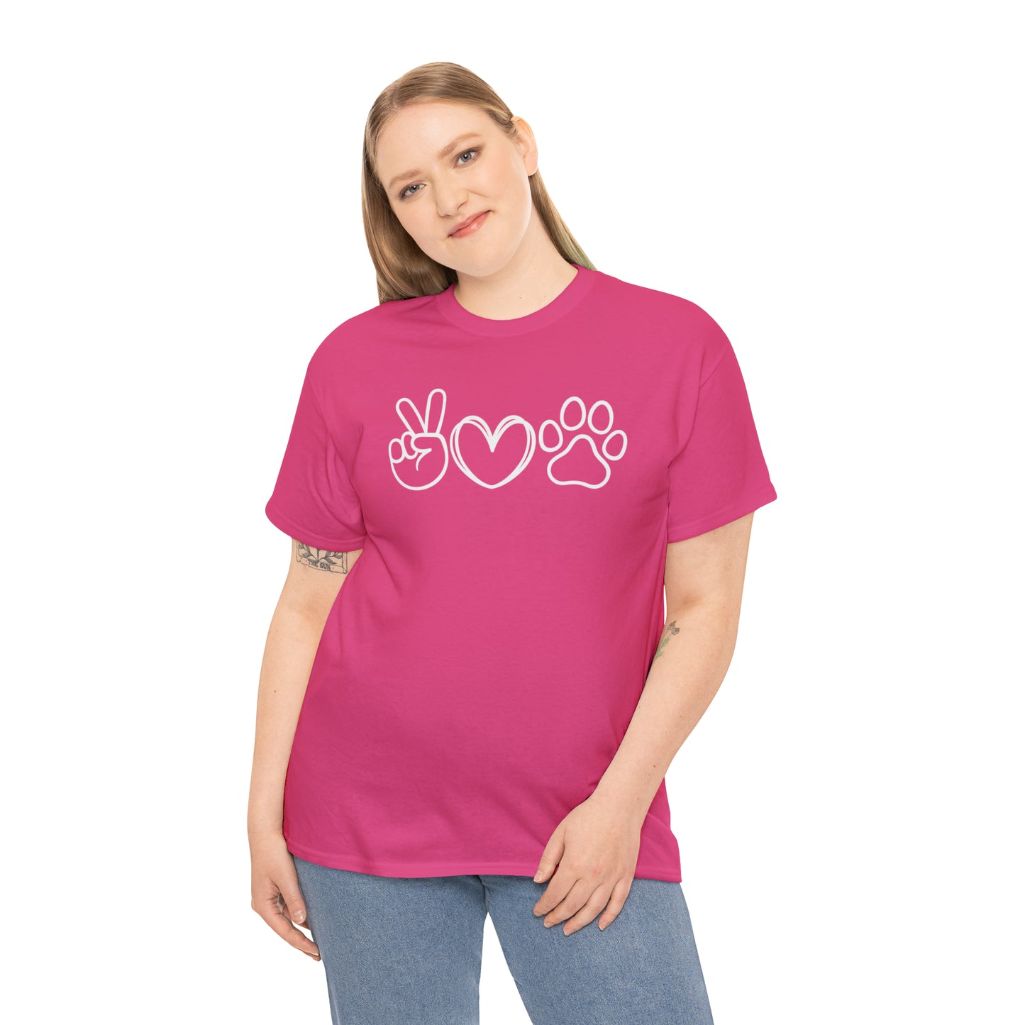 PEACE-LOVE-PAW TEE-ALL PROCEEDS DONATED TO ANIMAL RESCUE