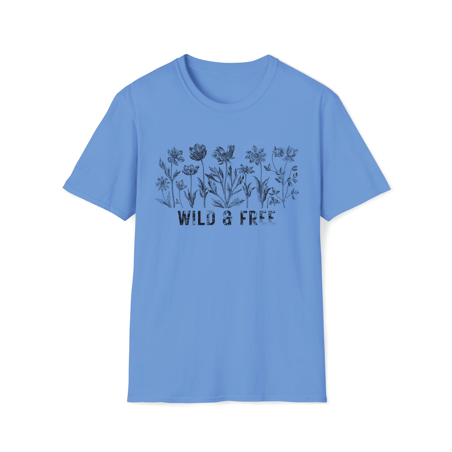 WILD AND FREE-FLOWERS-Unisex Softstyle T-Shirt