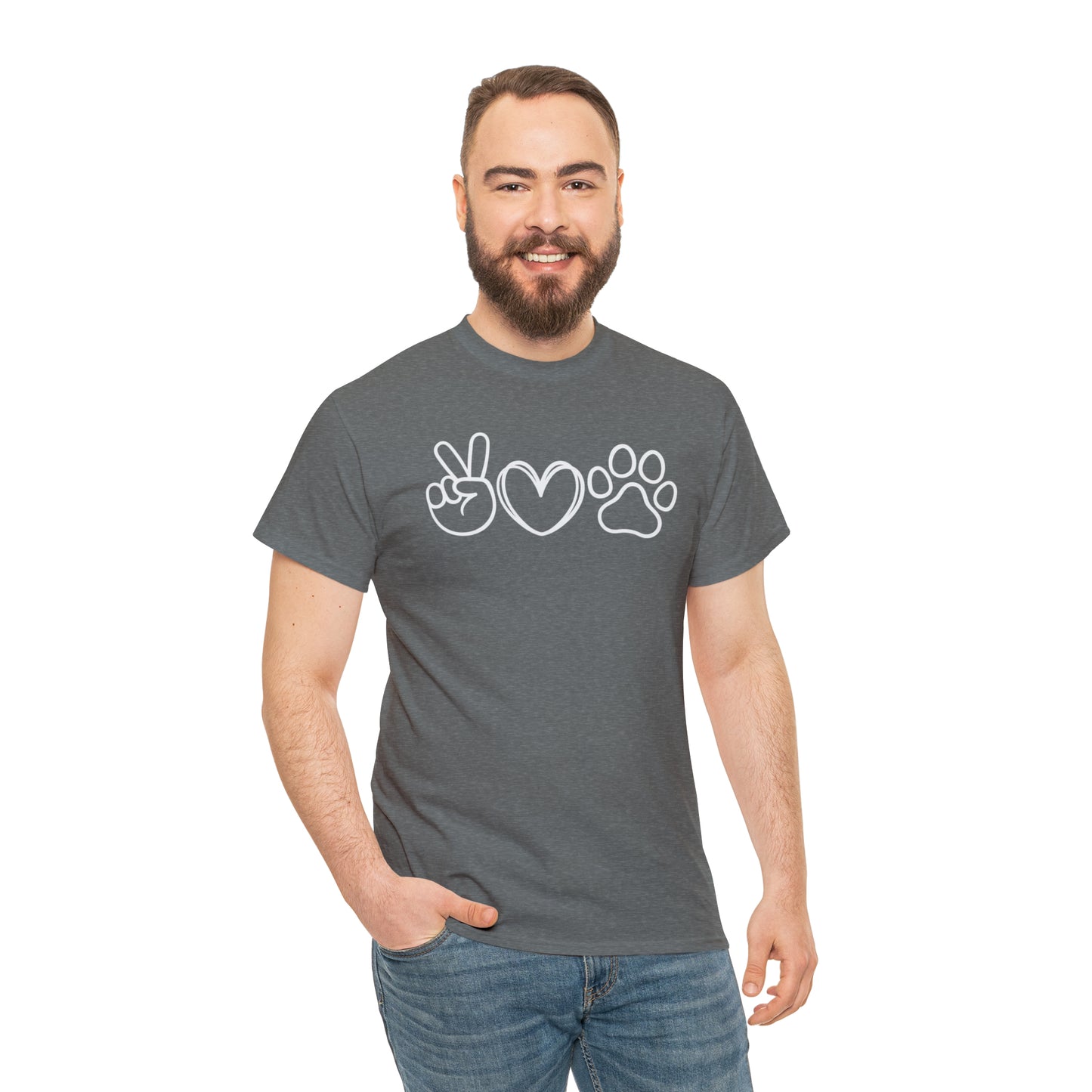 PEACE-LOVE-PAW TEE-ALL PROCEEDS DONATED TO ANIMAL RESCUE