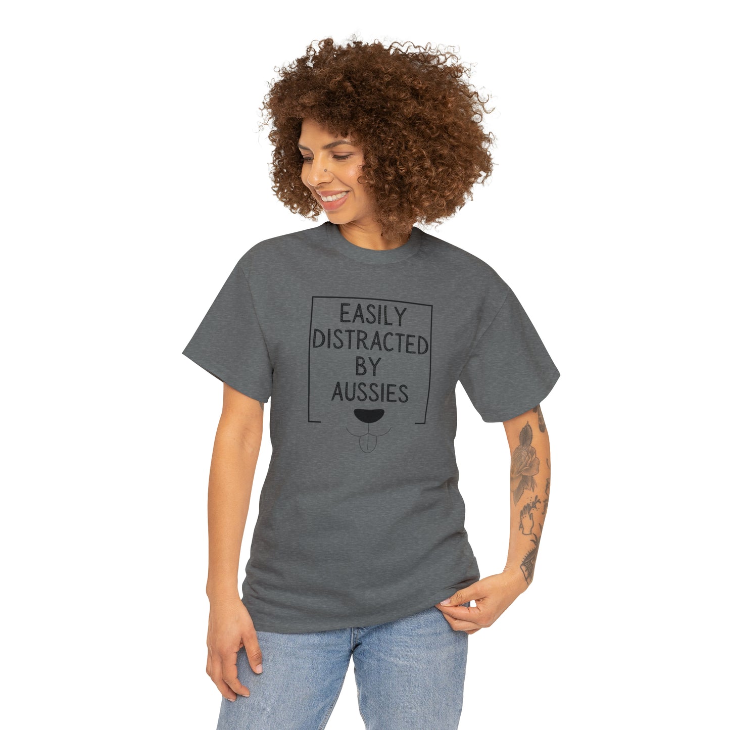 DISTRACTED BY AUSSIES TEE--Unisex Heavy Cotton Tee