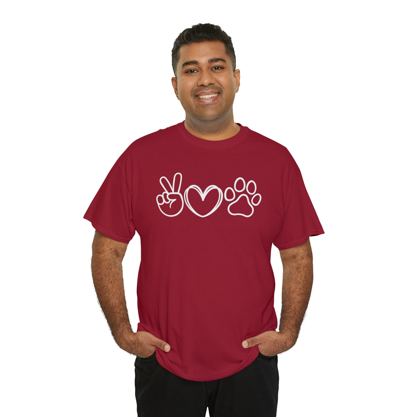 PEACE-LOVE-PAW TEE-ALL PROCEEDS DONATED TO ANIMAL RESCUE