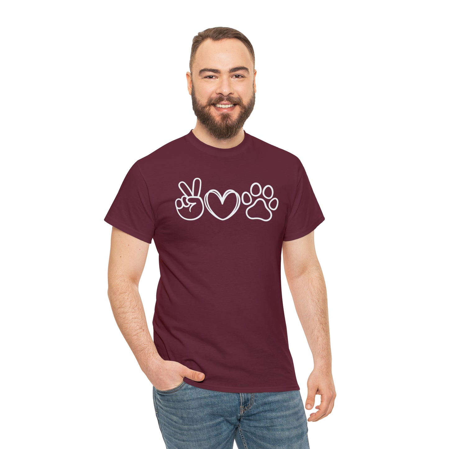 PEACE-LOVE-PAW TEE-ALL PROCEEDS DONATED TO ANIMAL RESCUE