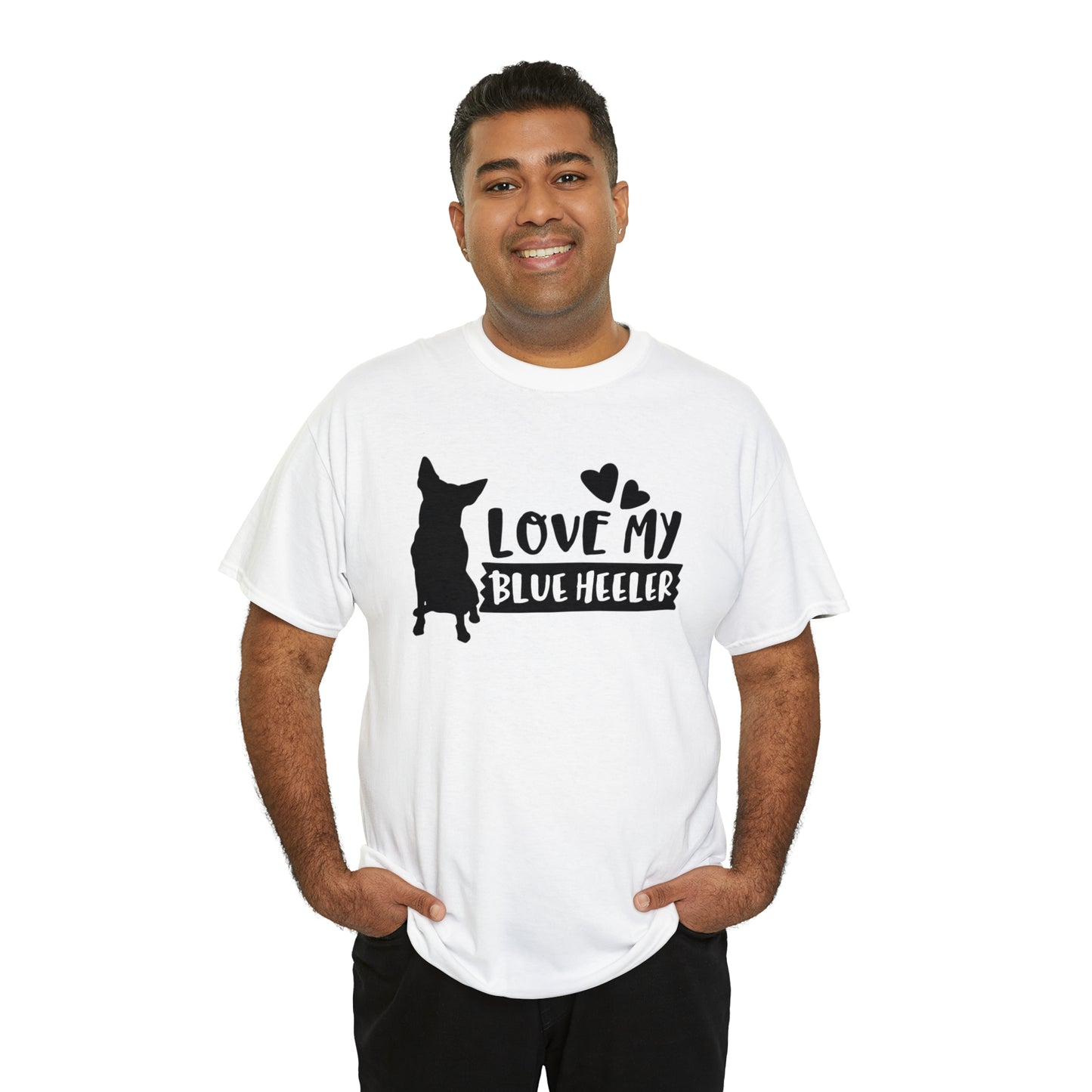 BLUE HEELER LOVE TEE-Unisex Heavy Cotton Tee