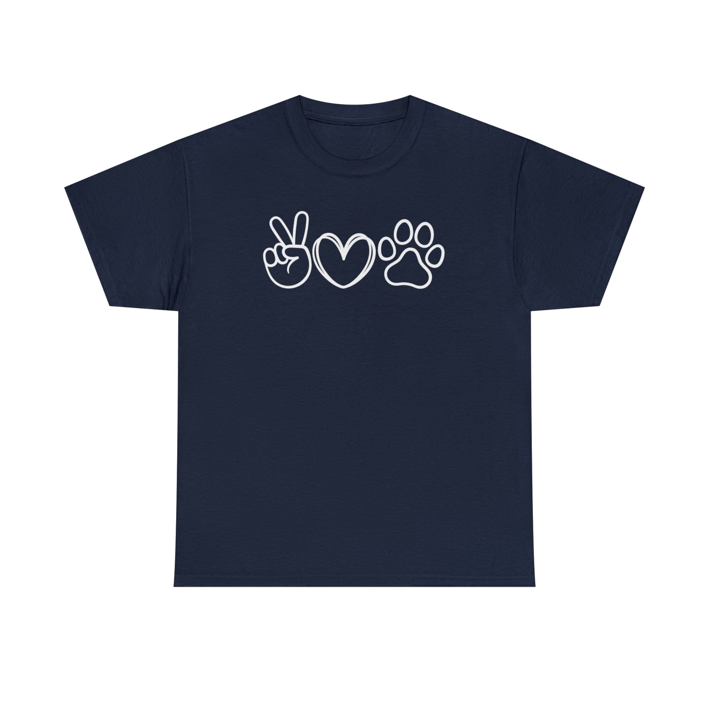 PEACE-LOVE-PAW TEE-ALL PROCEEDS DONATED TO ANIMAL RESCUE