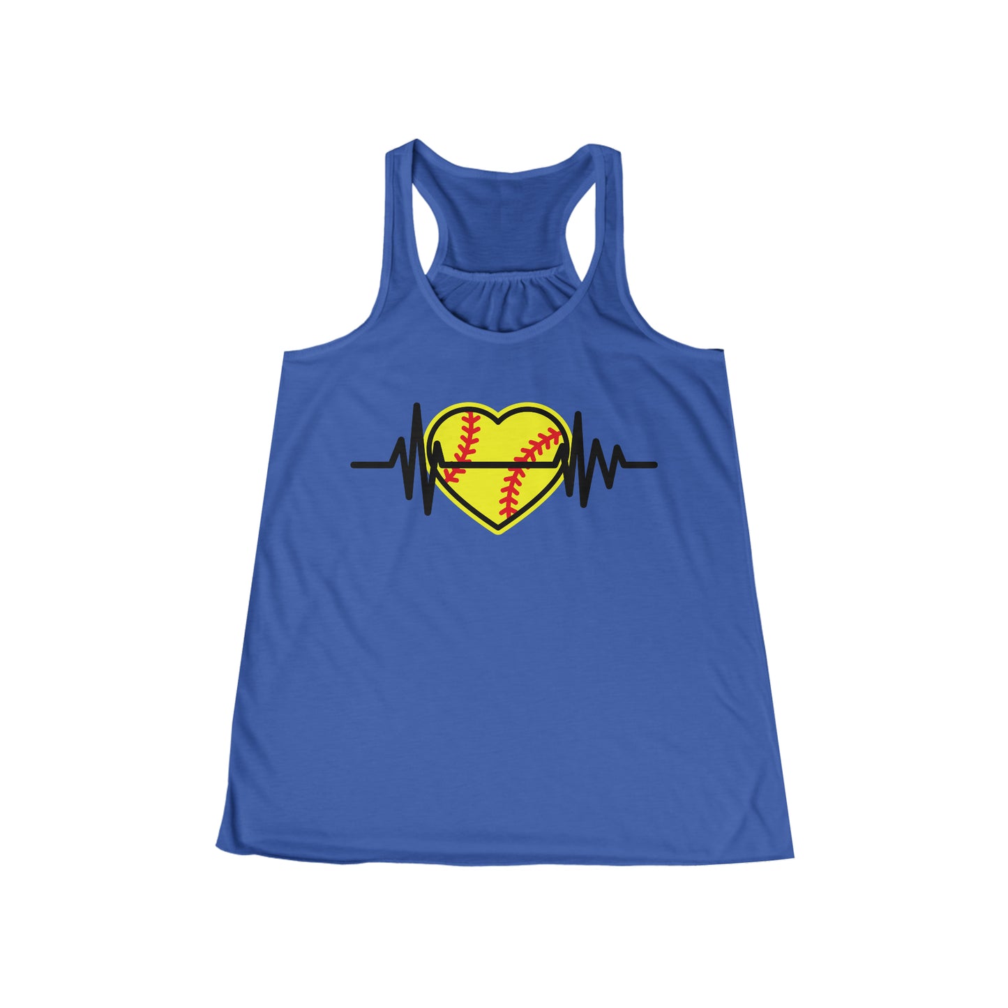 SOFTBALL HEARTBEAT-Women's Flowy Racerback Tank