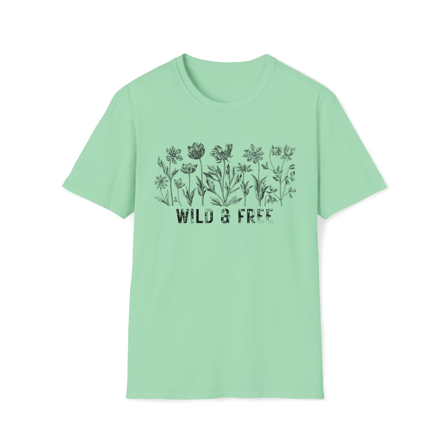 WILD AND FREE-FLOWERS-Unisex Softstyle T-Shirt