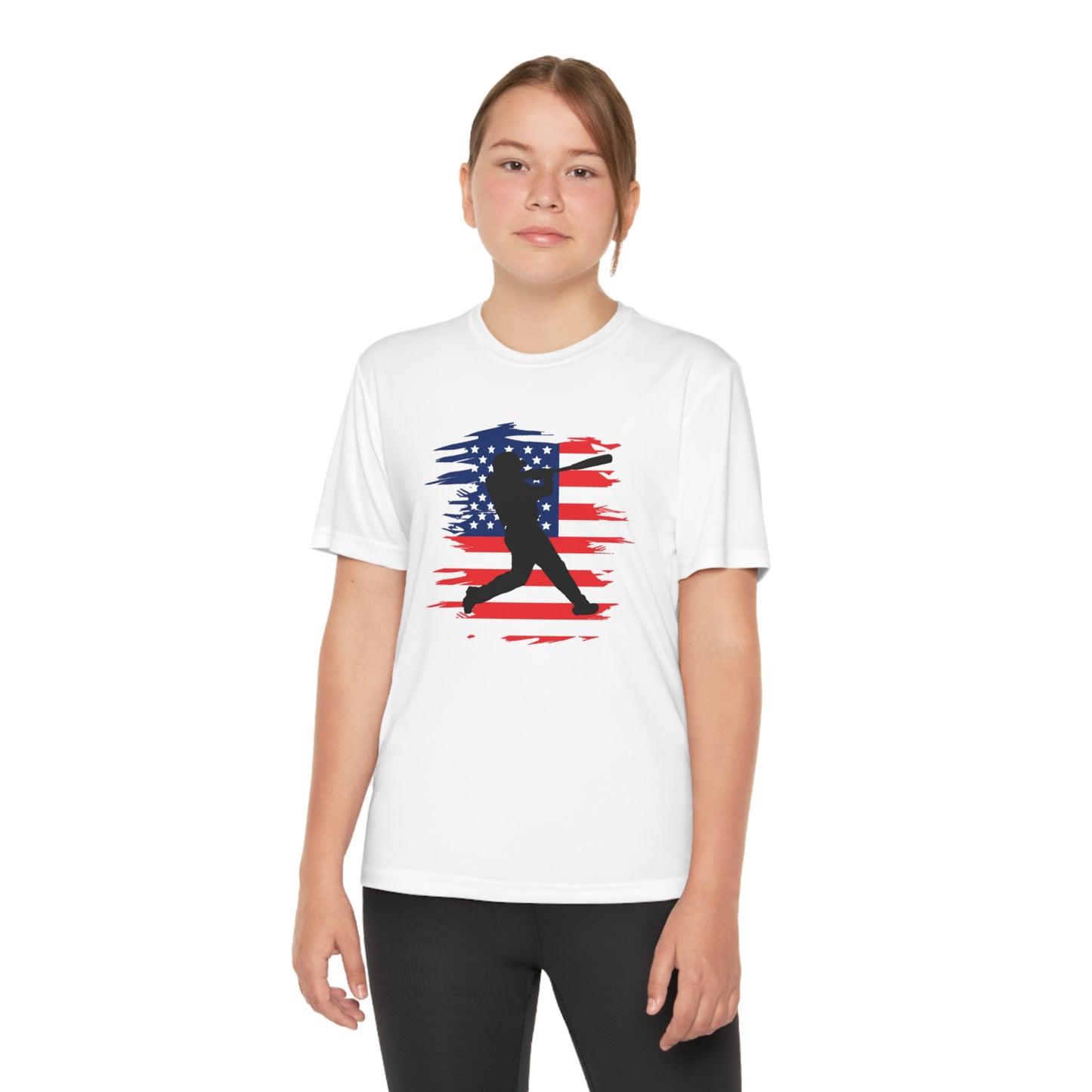 US Flag and Baseball tee-Youth Competitor Tee